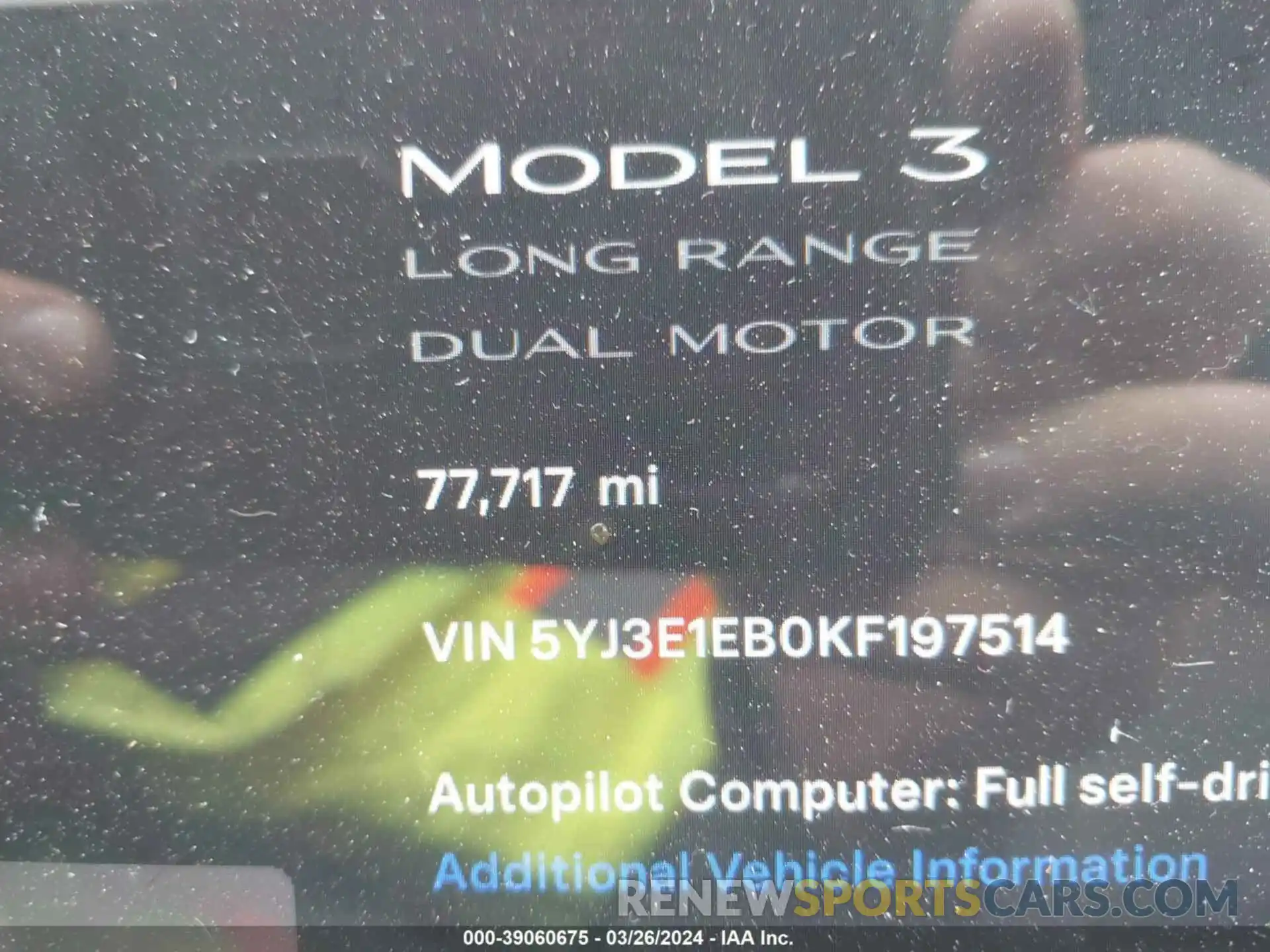 7 Photograph of a damaged car 5YJ3E1EB0KF197514 TESLA MODEL 3 2019