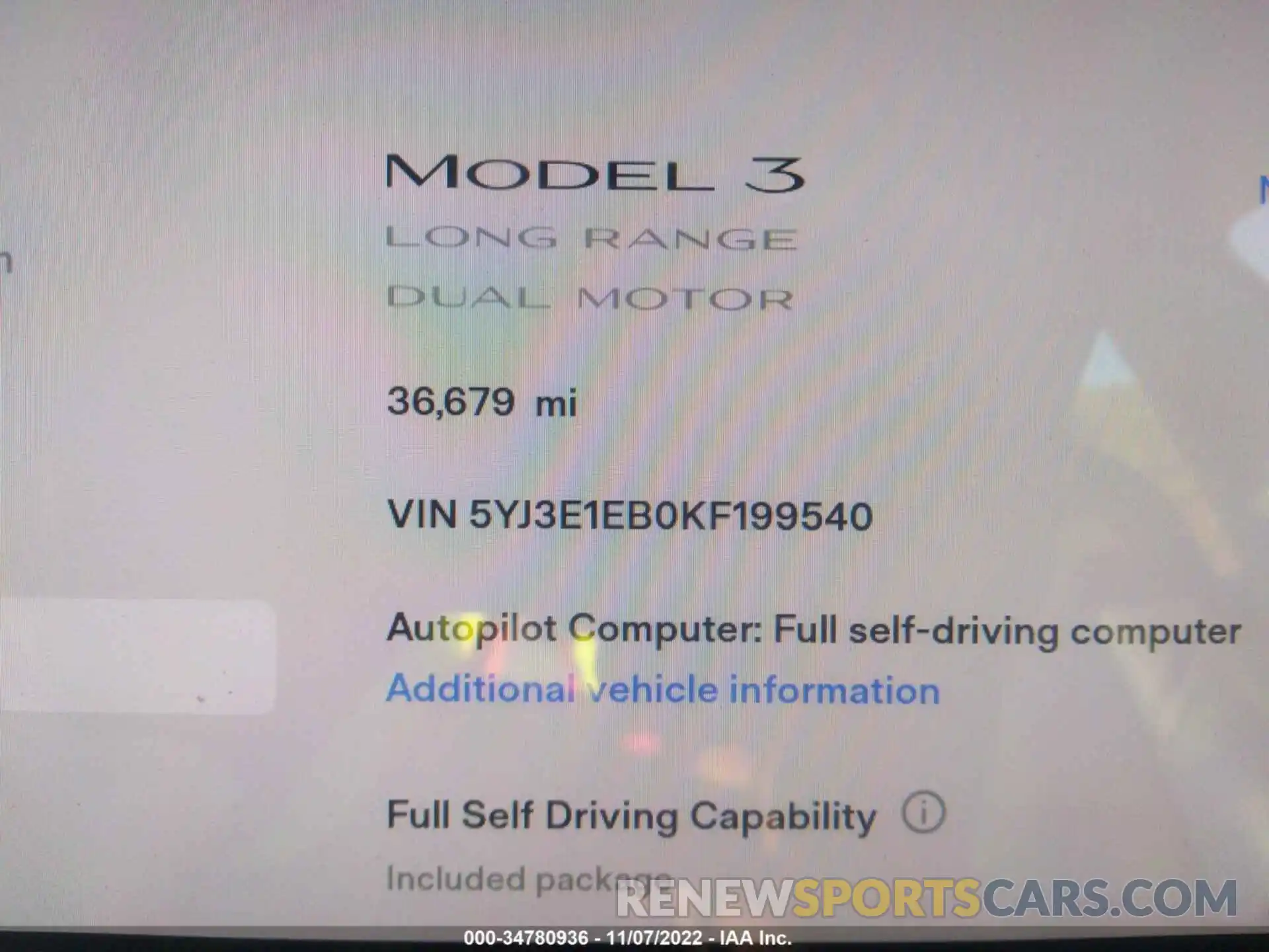 9 Photograph of a damaged car 5YJ3E1EB0KF199540 TESLA MODEL 3 2019