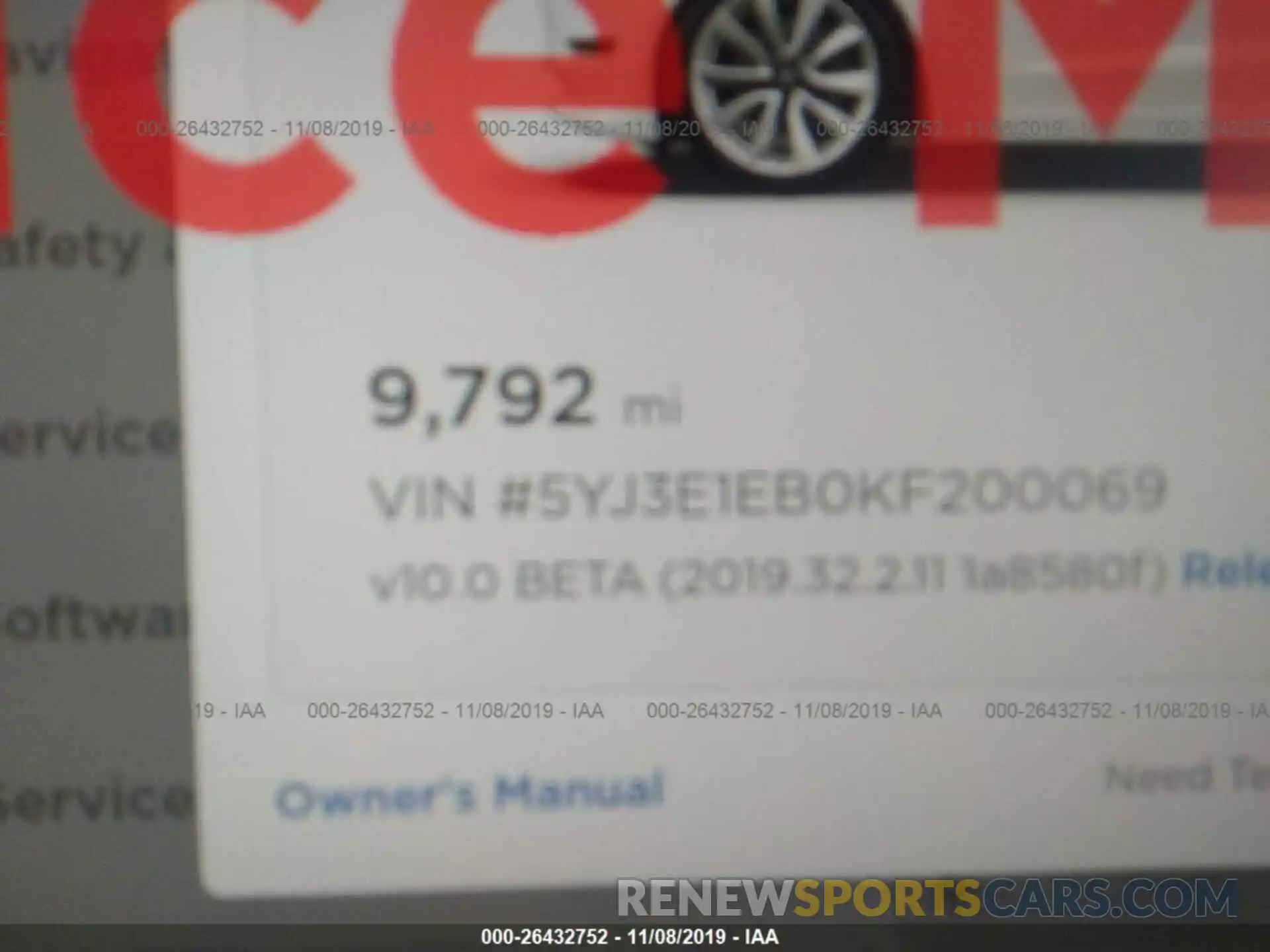 7 Фотография поврежденного автомобиля 5YJ3E1EB0KF200069 TESLA MODEL 3 2019