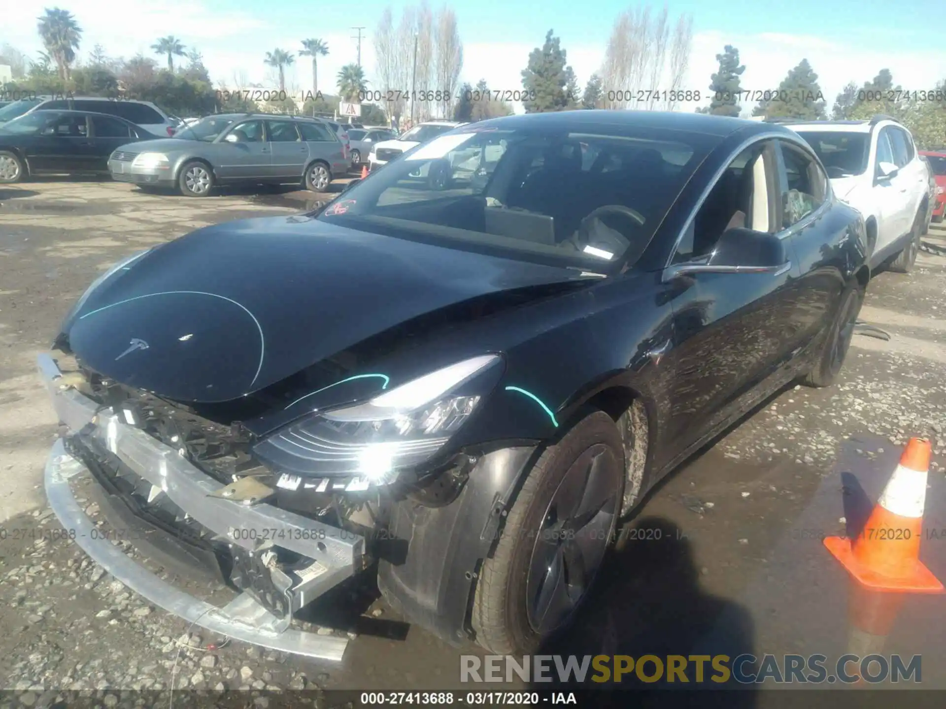 2 Photograph of a damaged car 5YJ3E1EB0KF361375 TESLA MODEL 3 2019