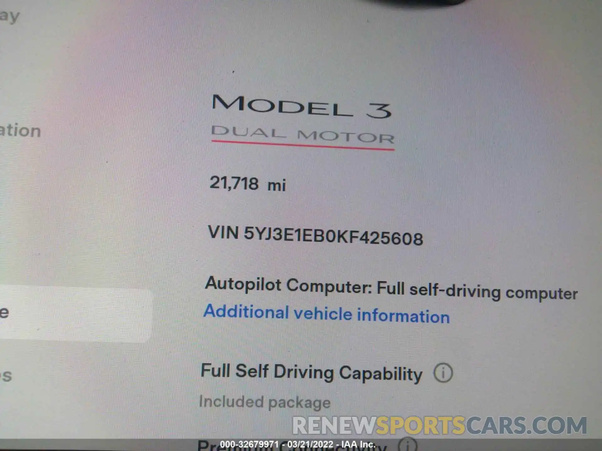 9 Photograph of a damaged car 5YJ3E1EB0KF425608 TESLA MODEL 3 2019