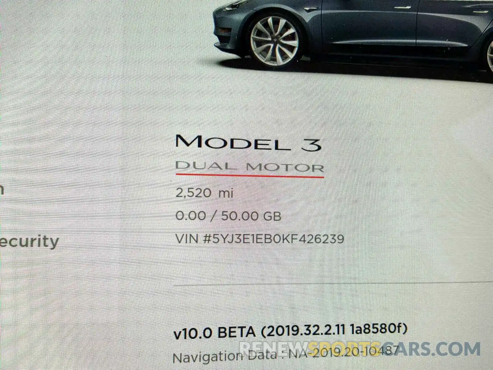 8 Photograph of a damaged car 5YJ3E1EB0KF426239 TESLA MODEL 3 2019