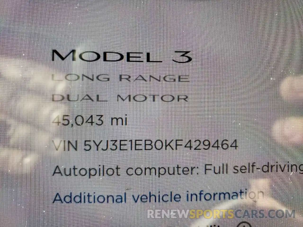 8 Photograph of a damaged car 5YJ3E1EB0KF429464 TESLA MODEL 3 2019