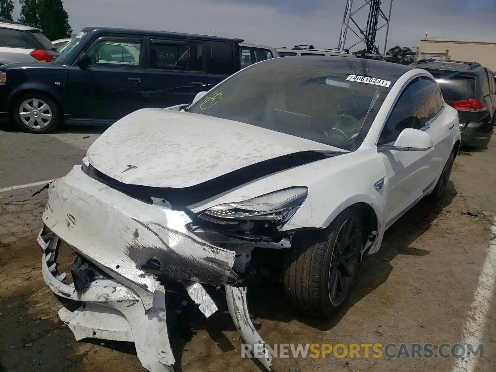 2 Photograph of a damaged car 5YJ3E1EB0KF433465 TESLA MODEL 3 2019