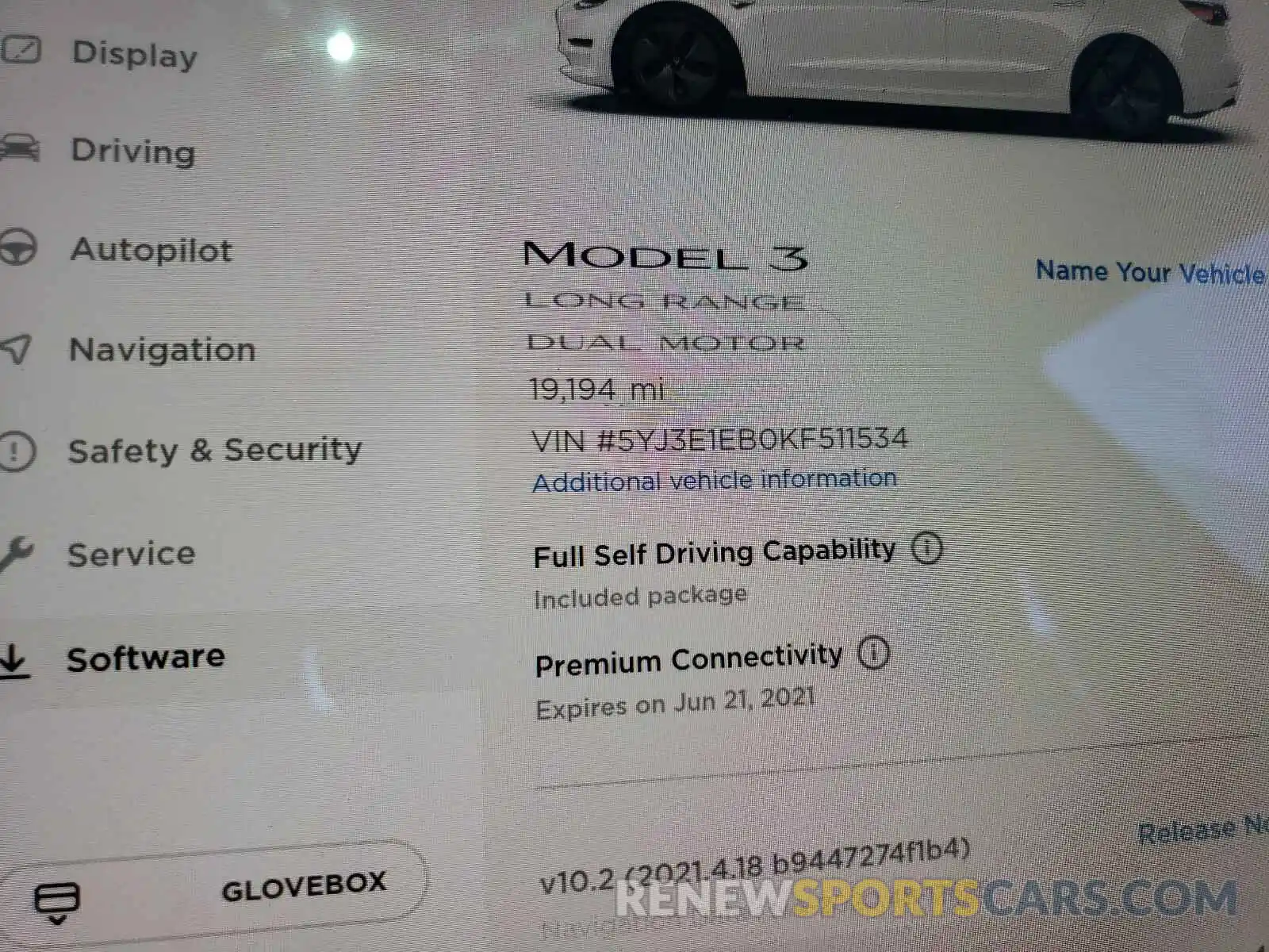 8 Photograph of a damaged car 5YJ3E1EB0KF511534 TESLA MODEL 3 2019