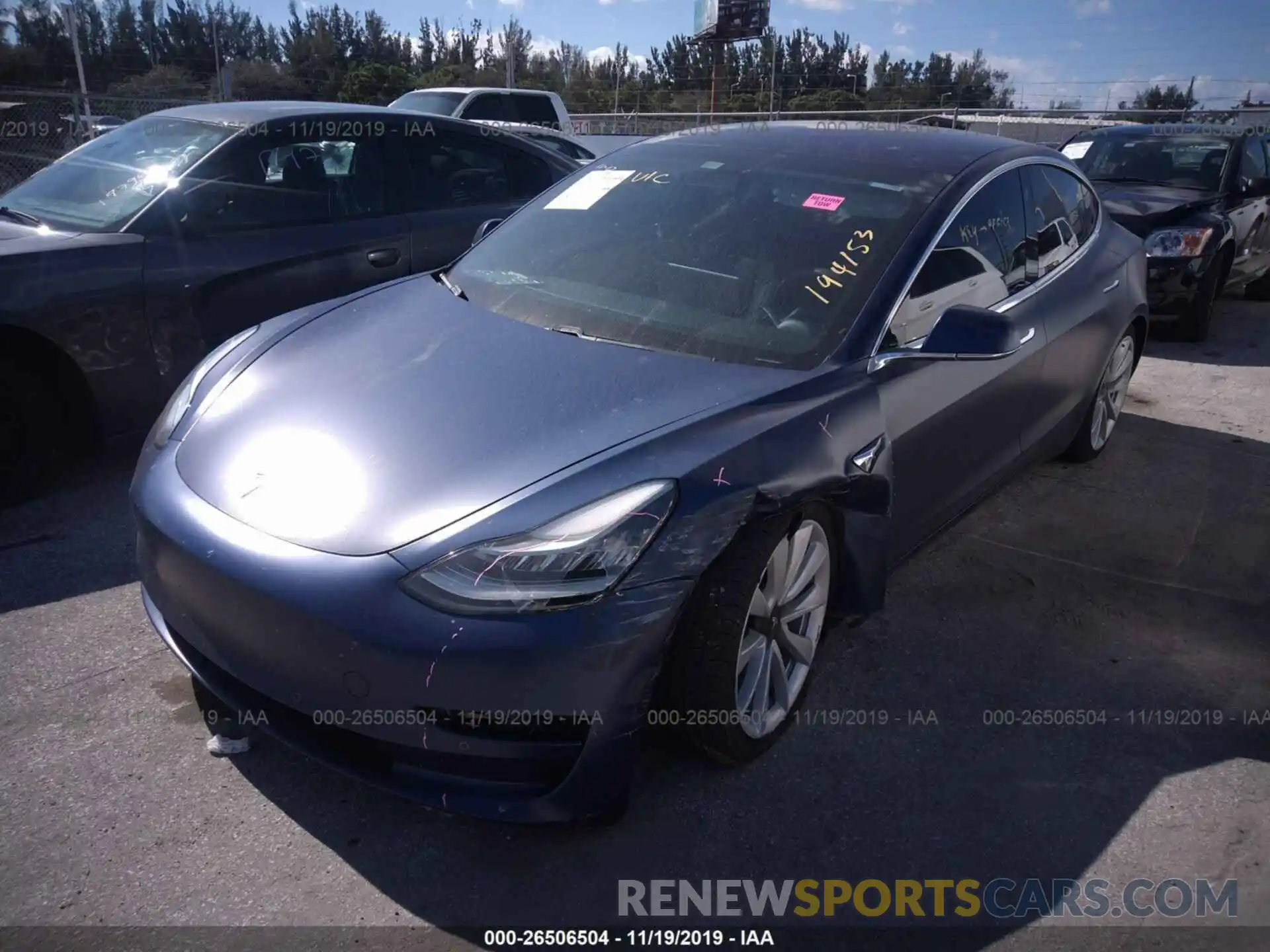 2 Photograph of a damaged car 5YJ3E1EB1KF194153 TESLA MODEL 3 2019