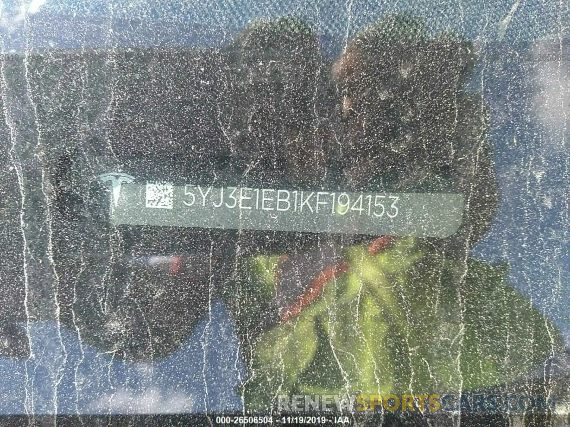 9 Photograph of a damaged car 5YJ3E1EB1KF194153 TESLA MODEL 3 2019