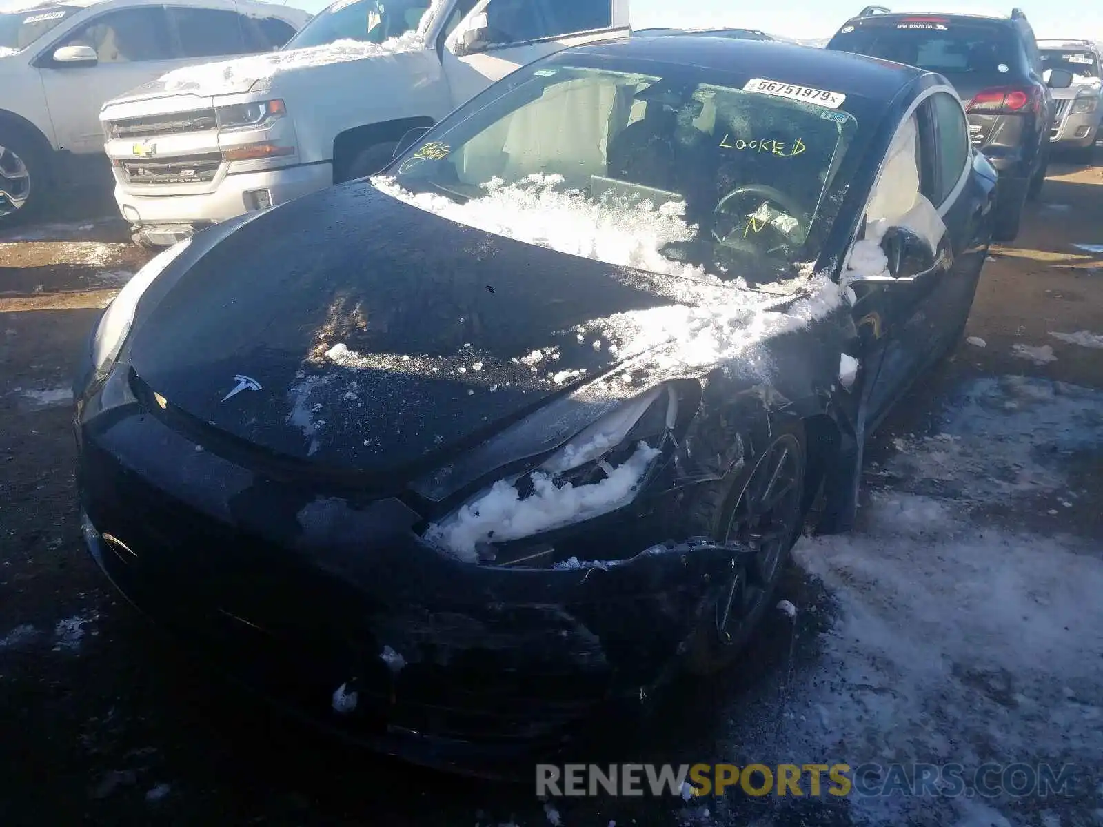 2 Photograph of a damaged car 5YJ3E1EB1KF199174 TESLA MODEL 3 2019