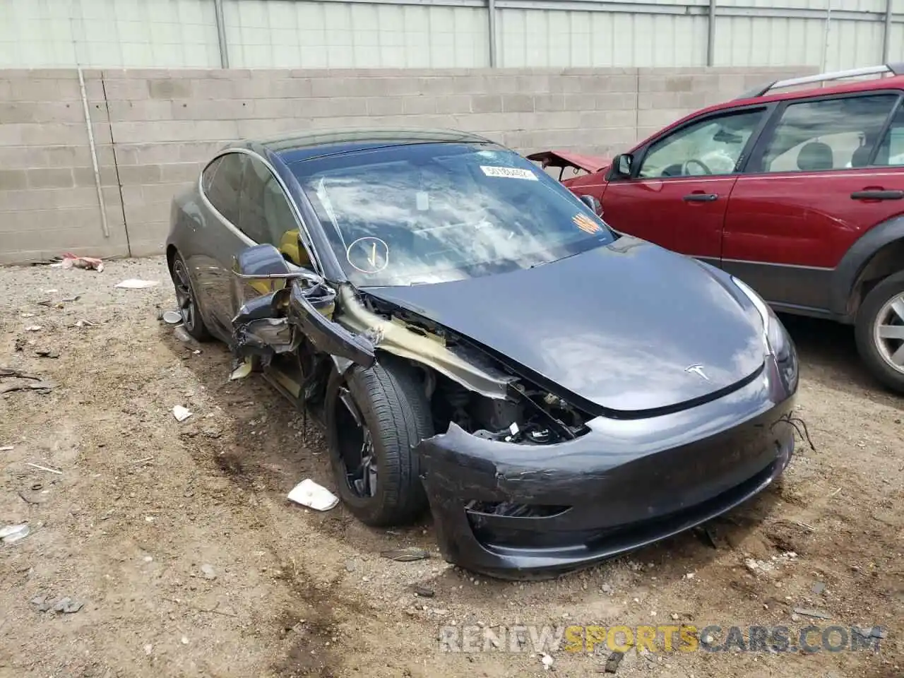 1 Photograph of a damaged car 5YJ3E1EB1KF209976 TESLA MODEL 3 2019