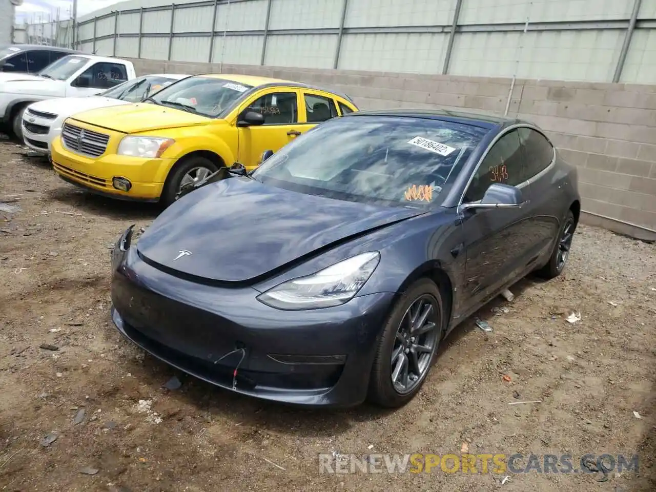 2 Photograph of a damaged car 5YJ3E1EB1KF209976 TESLA MODEL 3 2019