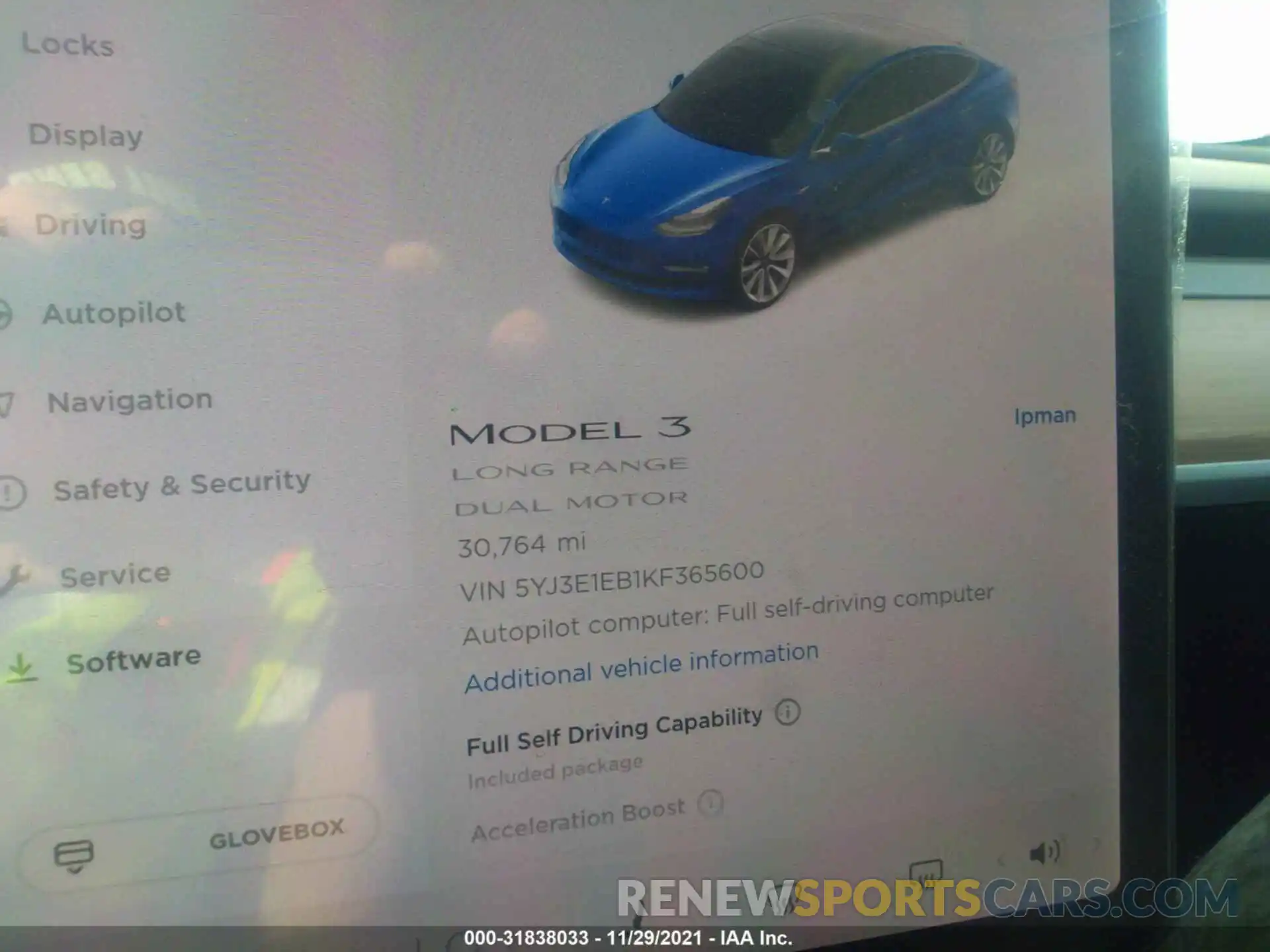 7 Photograph of a damaged car 5YJ3E1EB1KF365600 TESLA MODEL 3 2019