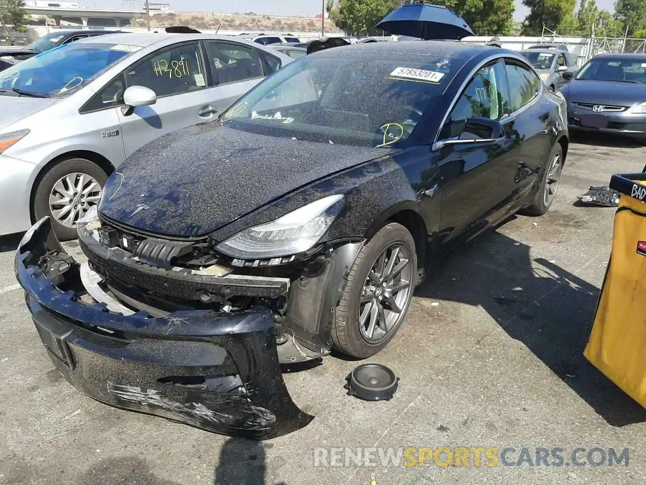 2 Photograph of a damaged car 5YJ3E1EB1KF384809 TESLA MODEL 3 2019