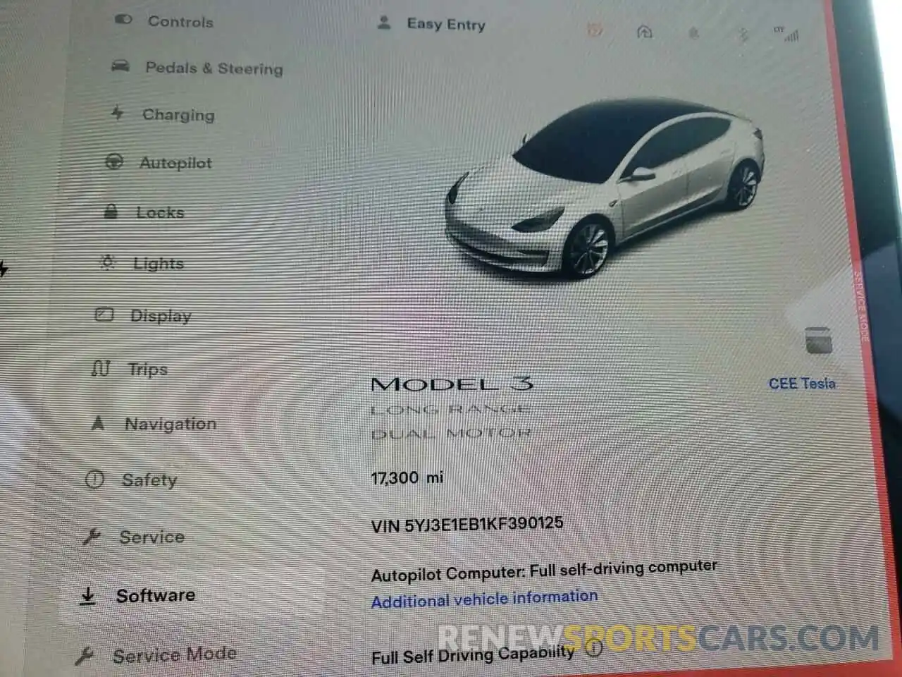 8 Photograph of a damaged car 5YJ3E1EB1KF390125 TESLA MODEL 3 2019