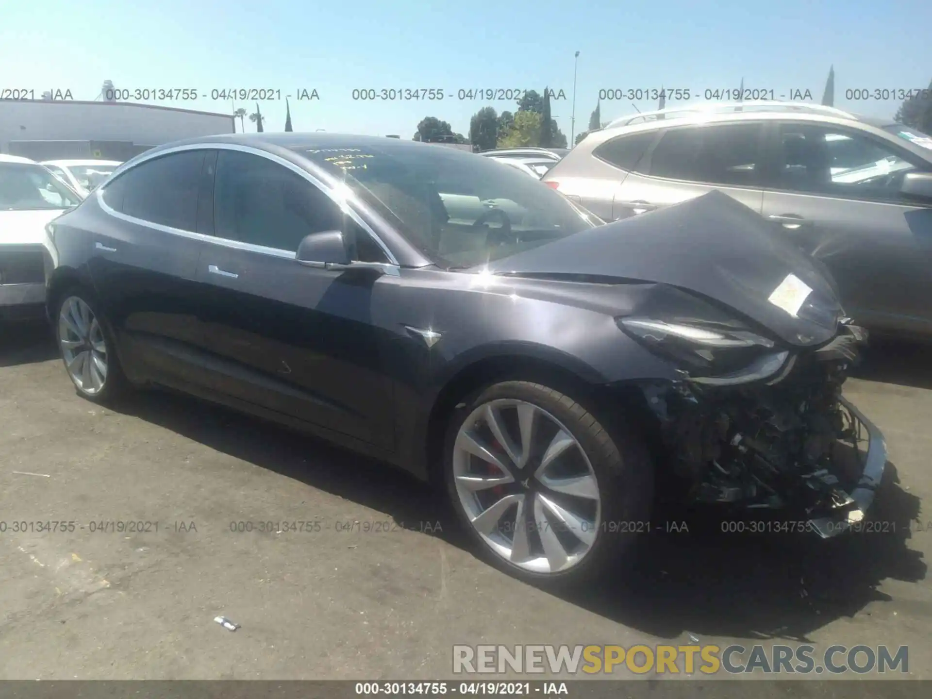 1 Photograph of a damaged car 5YJ3E1EB1KF393641 TESLA MODEL 3 2019