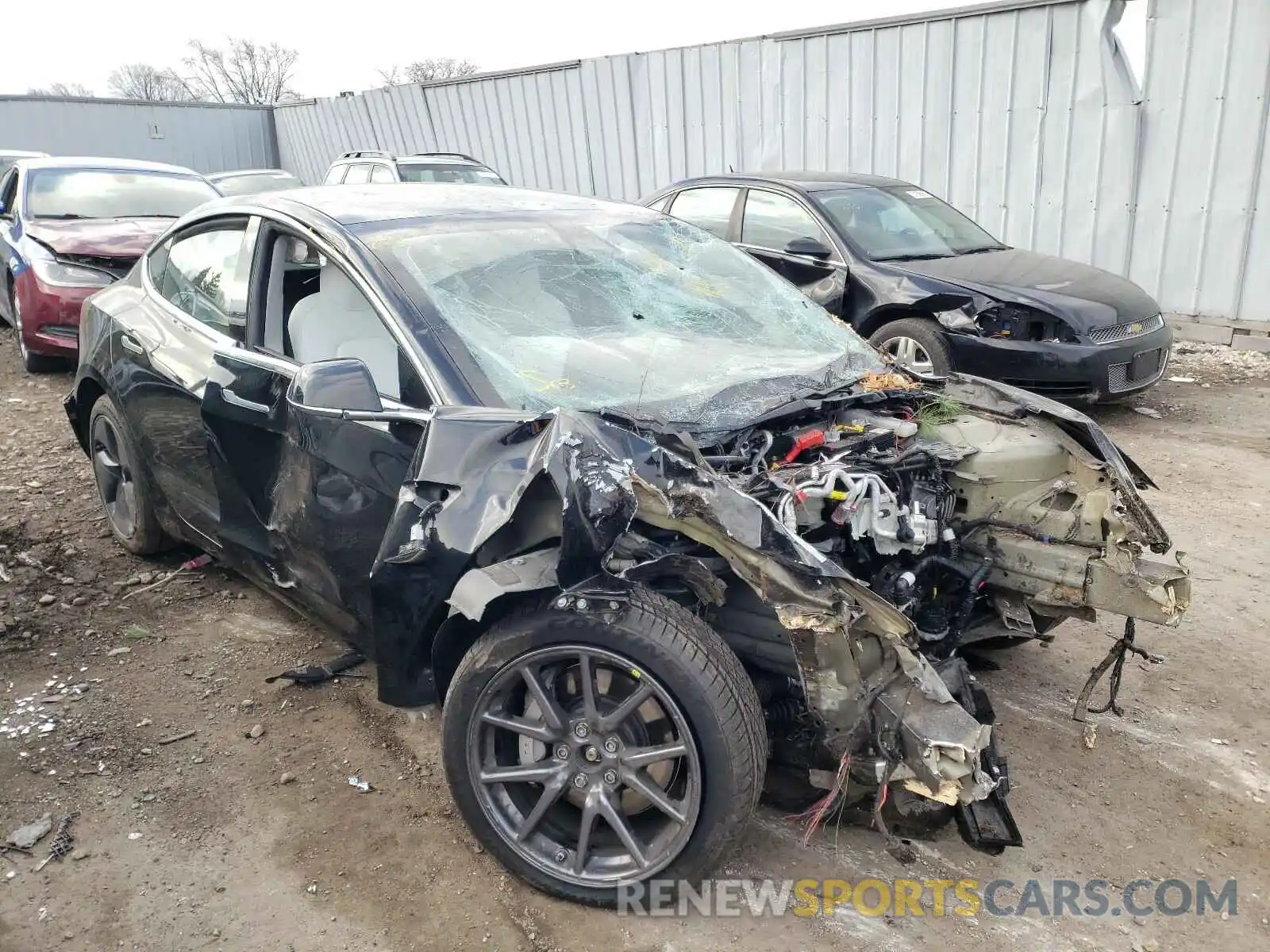 1 Photograph of a damaged car 5YJ3E1EB1KF421292 TESLA MODEL 3 2019