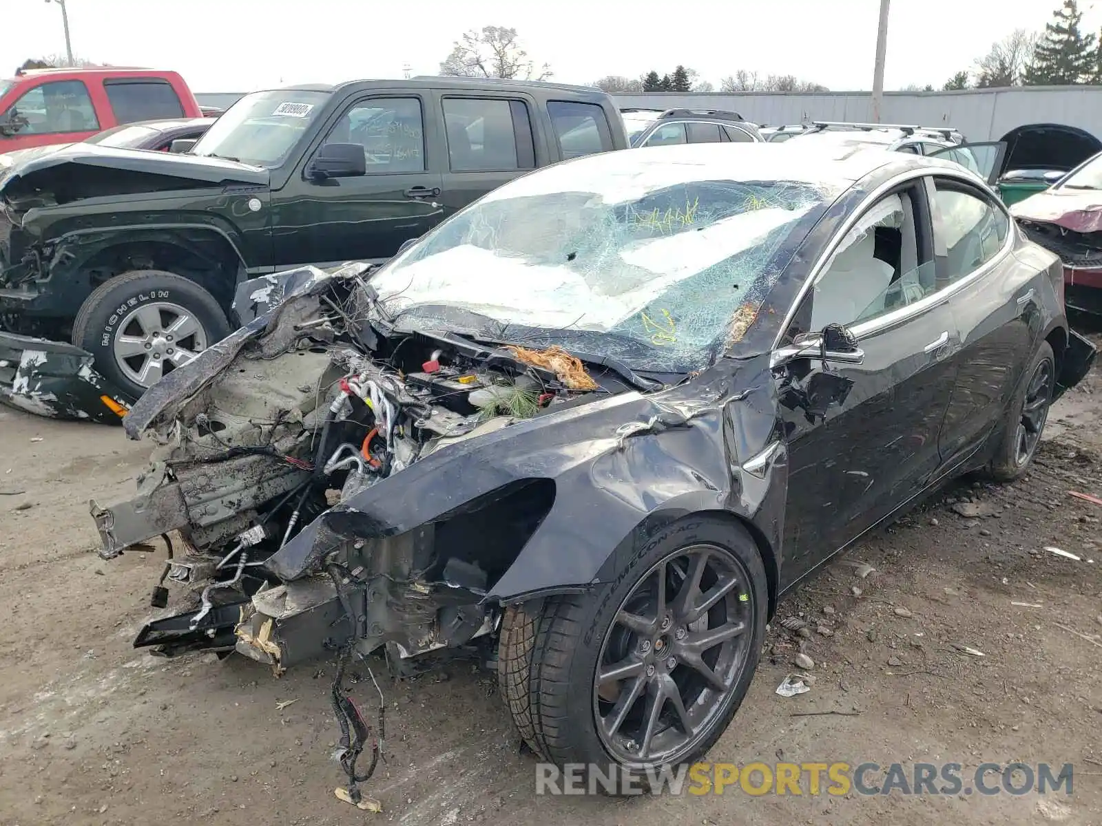 2 Photograph of a damaged car 5YJ3E1EB1KF421292 TESLA MODEL 3 2019