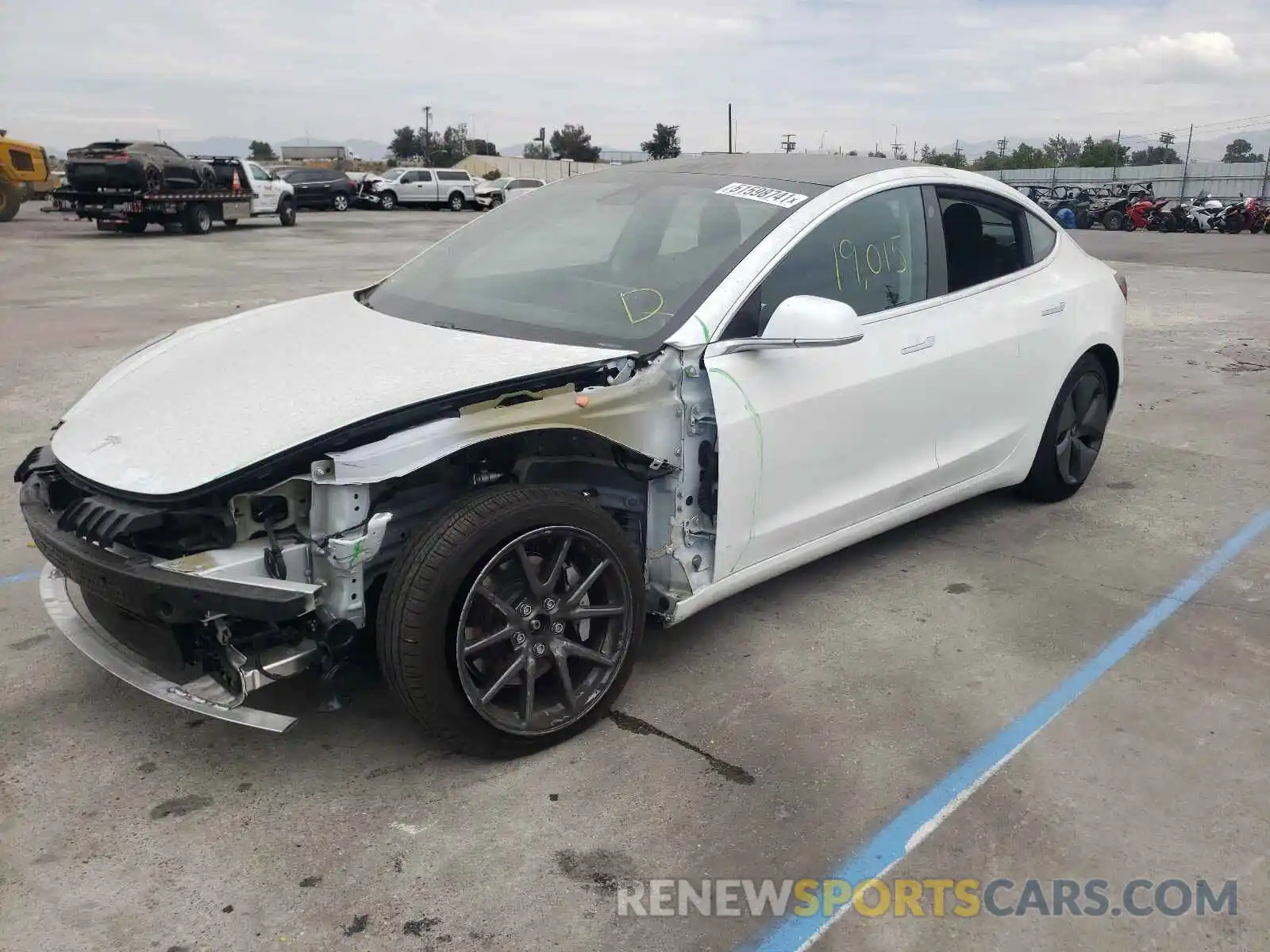 2 Photograph of a damaged car 5YJ3E1EB1KF433460 TESLA MODEL 3 2019