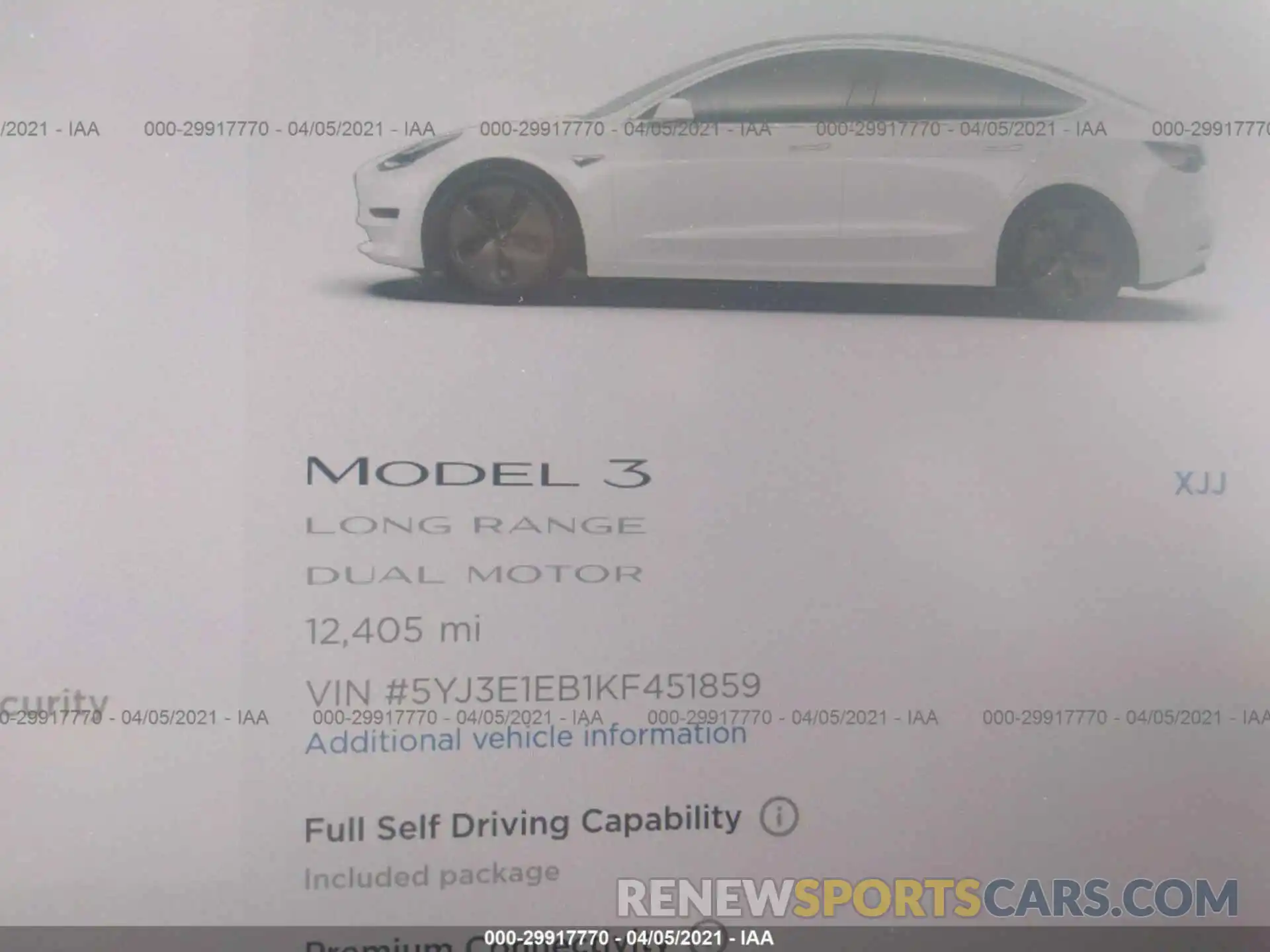 7 Фотография поврежденного автомобиля 5YJ3E1EB1KF451859 TESLA MODEL 3 2019