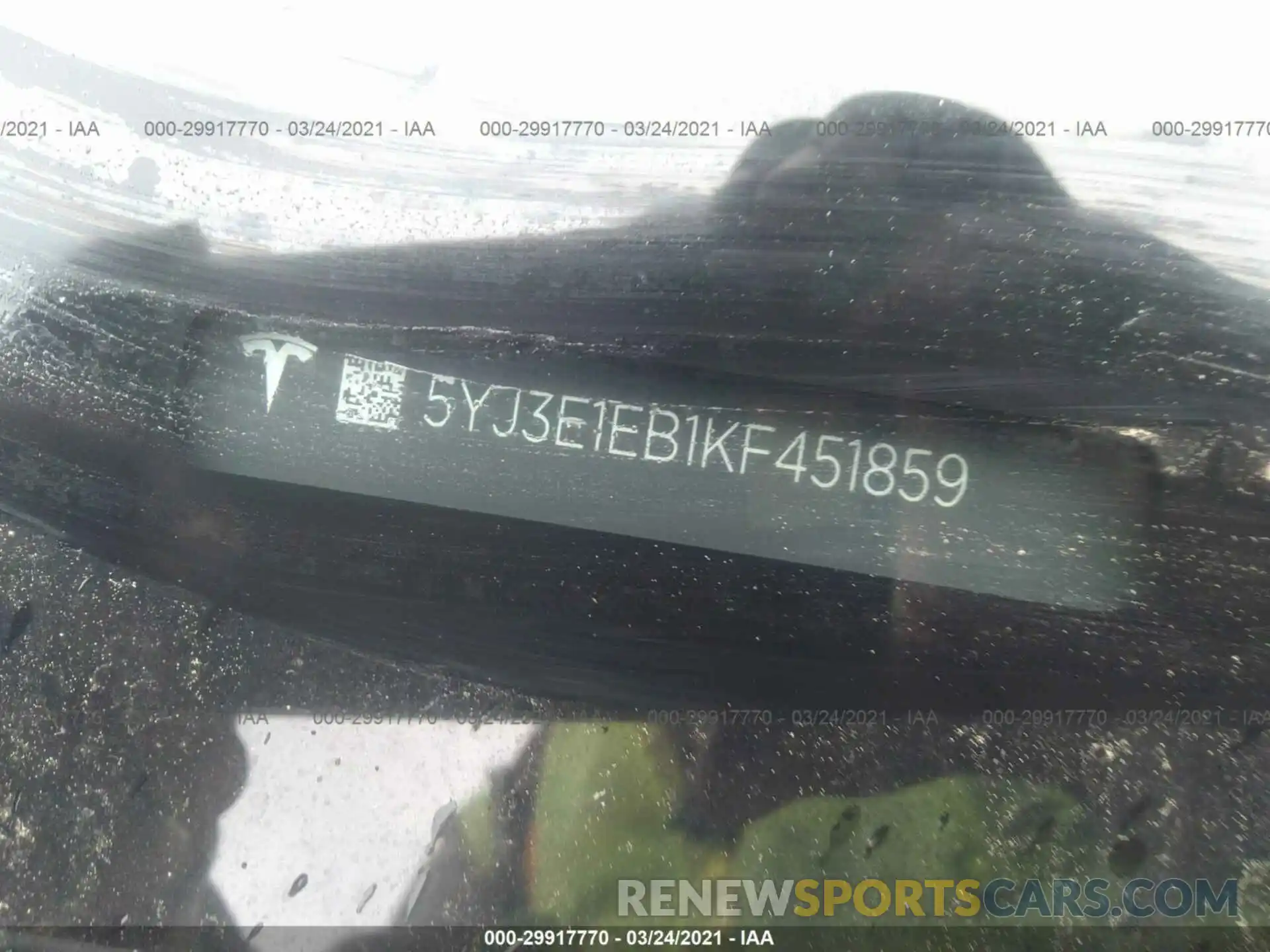 9 Photograph of a damaged car 5YJ3E1EB1KF451859 TESLA MODEL 3 2019