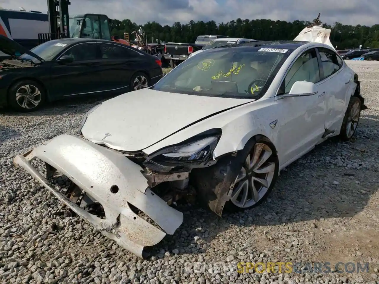 2 Photograph of a damaged car 5YJ3E1EB1KF487485 TESLA MODEL 3 2019