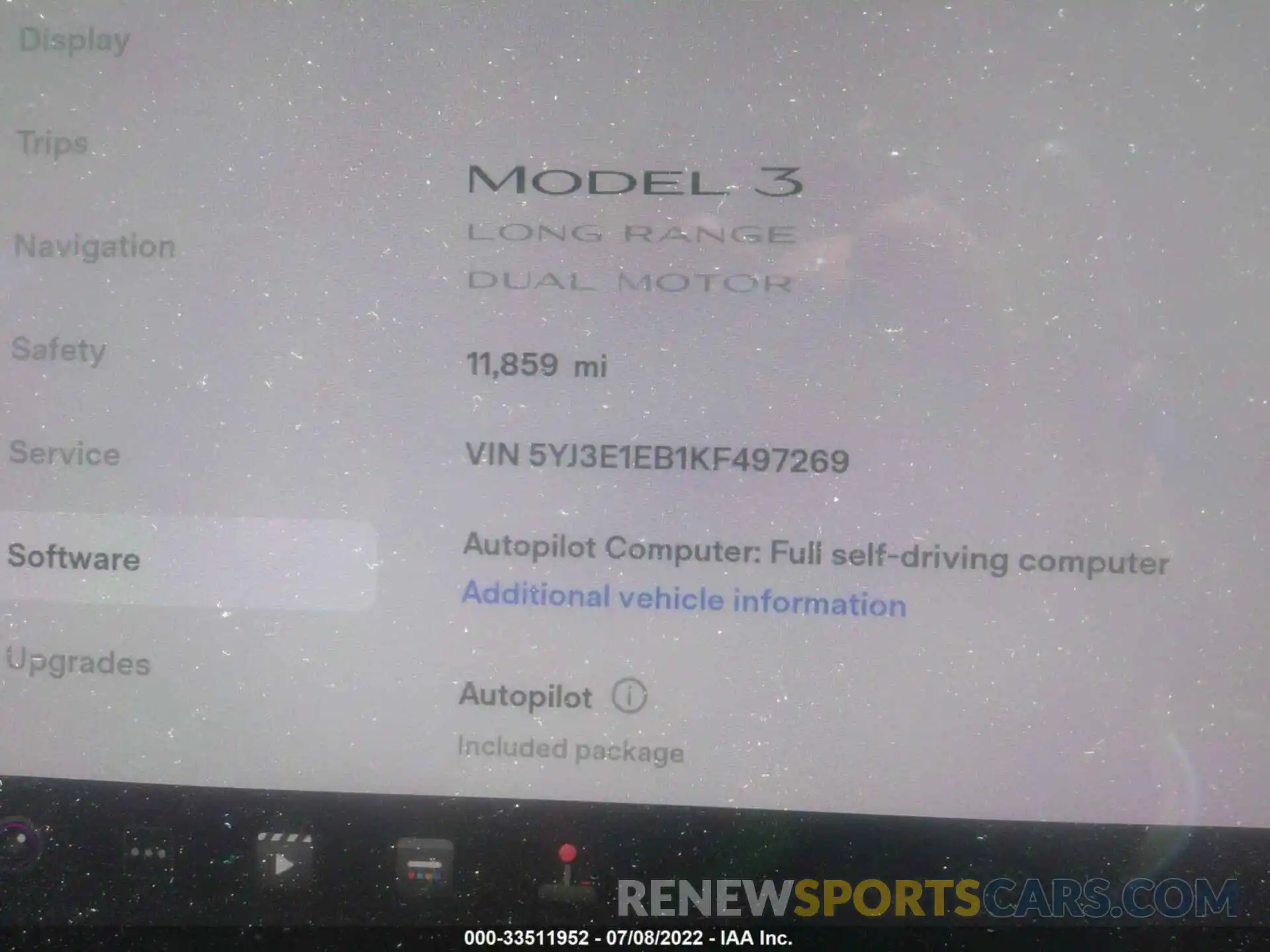 7 Photograph of a damaged car 5YJ3E1EB1KF497269 TESLA MODEL 3 2019