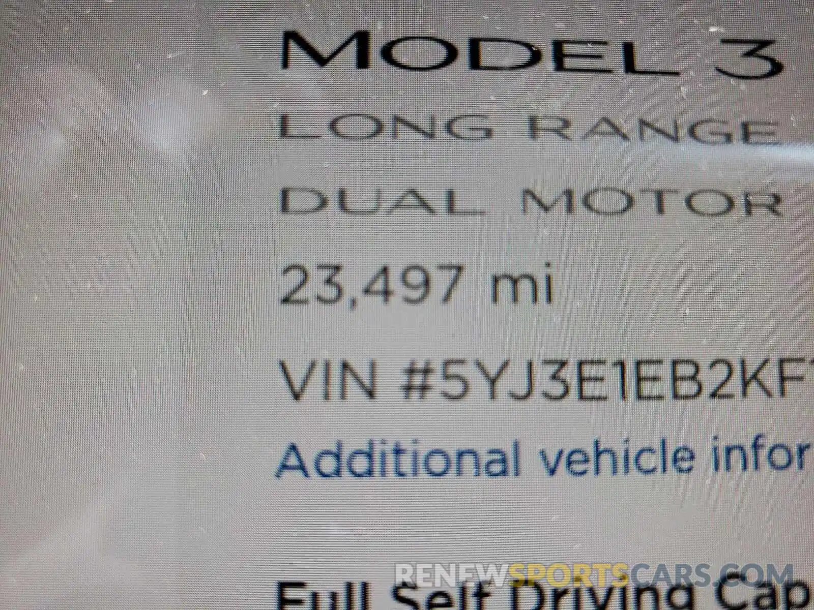 8 Photograph of a damaged car 5YJ3E1EB2KF197028 TESLA MODEL 3 2019