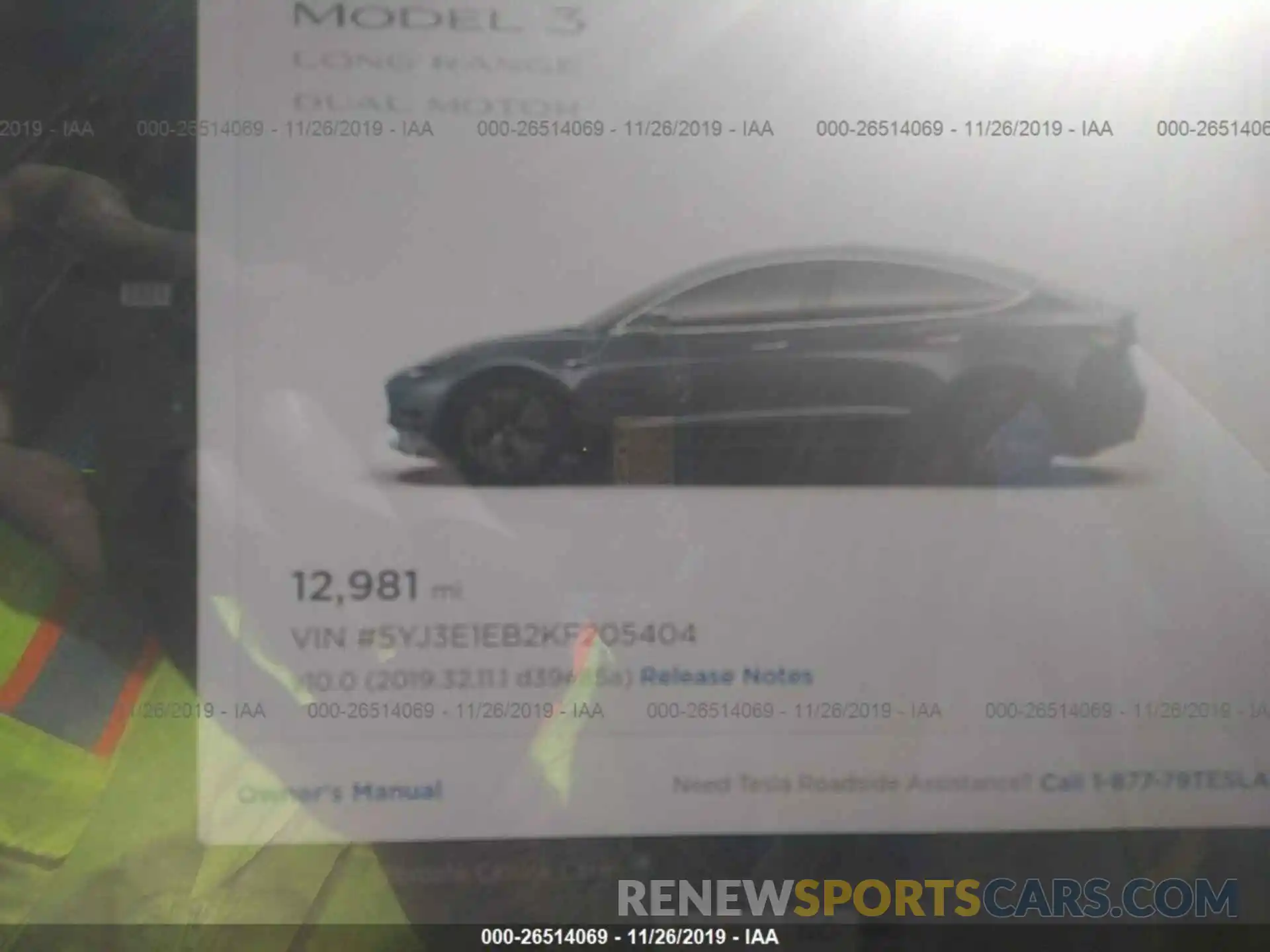 7 Фотография поврежденного автомобиля 5YJ3E1EB2KF205404 TESLA MODEL 3 2019