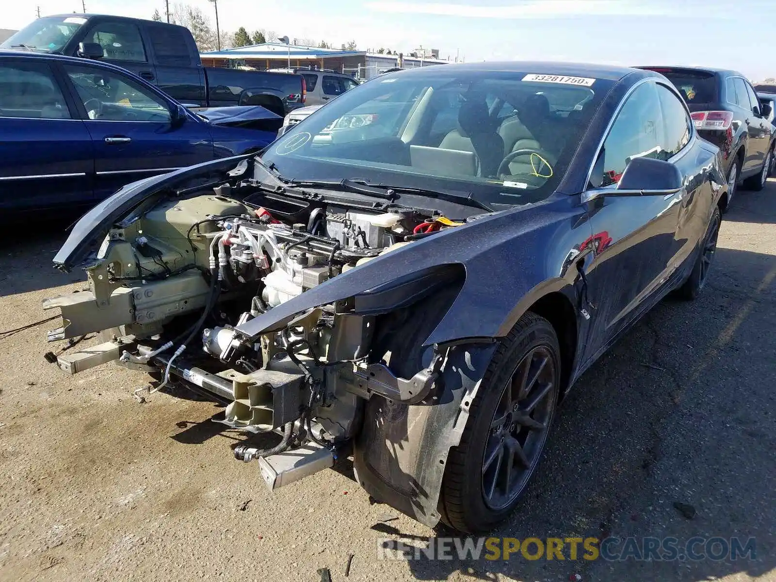 2 Photograph of a damaged car 5YJ3E1EB2KF205466 TESLA MODEL 3 2019