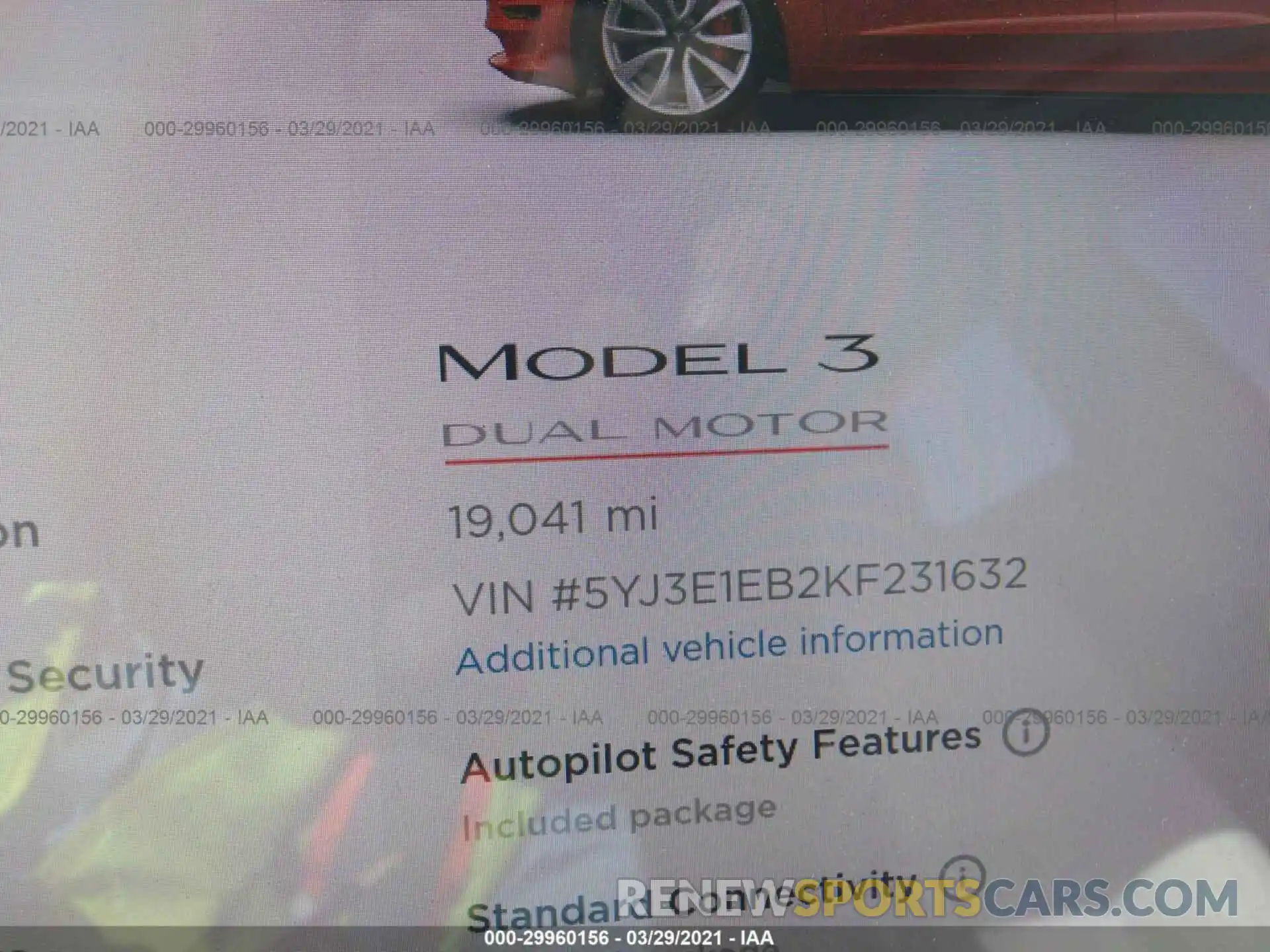 7 Photograph of a damaged car 5YJ3E1EB2KF231632 TESLA MODEL 3 2019