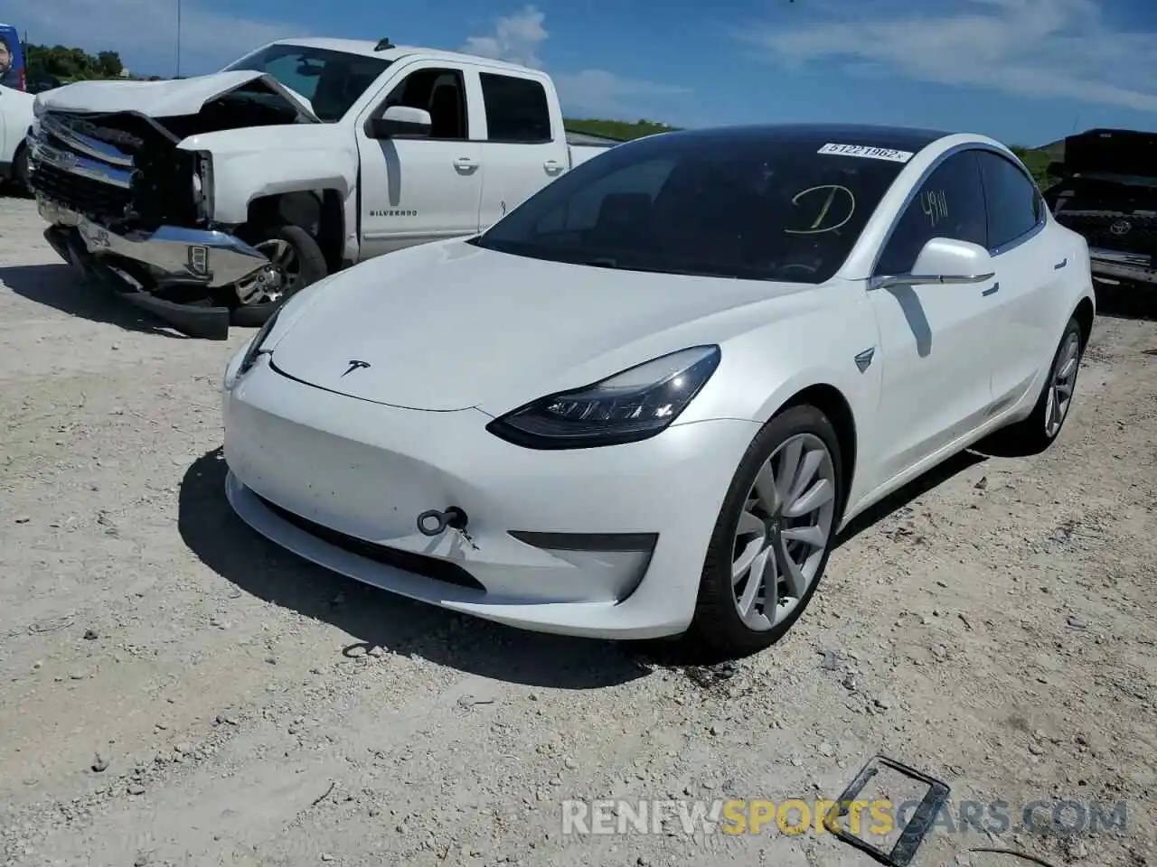 2 Photograph of a damaged car 5YJ3E1EB2KF365105 TESLA MODEL 3 2019