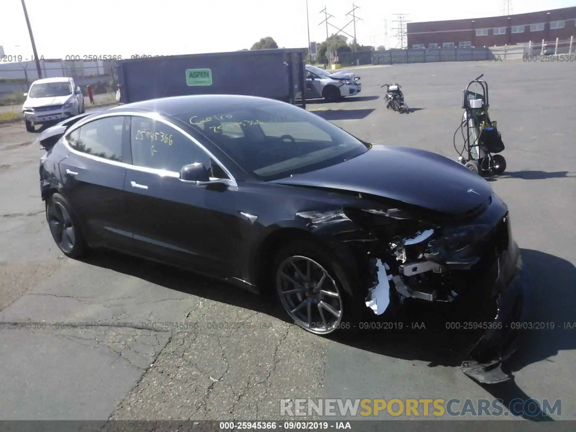 1 Photograph of a damaged car 5YJ3E1EB2KF384494 TESLA MODEL 3 2019