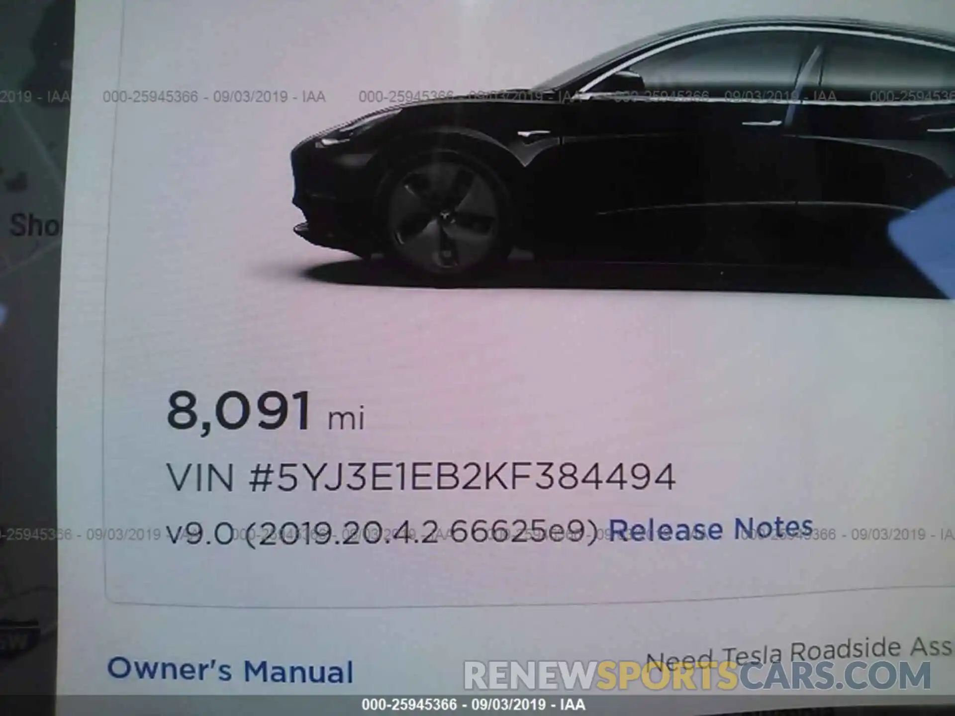 7 Фотография поврежденного автомобиля 5YJ3E1EB2KF384494 TESLA MODEL 3 2019