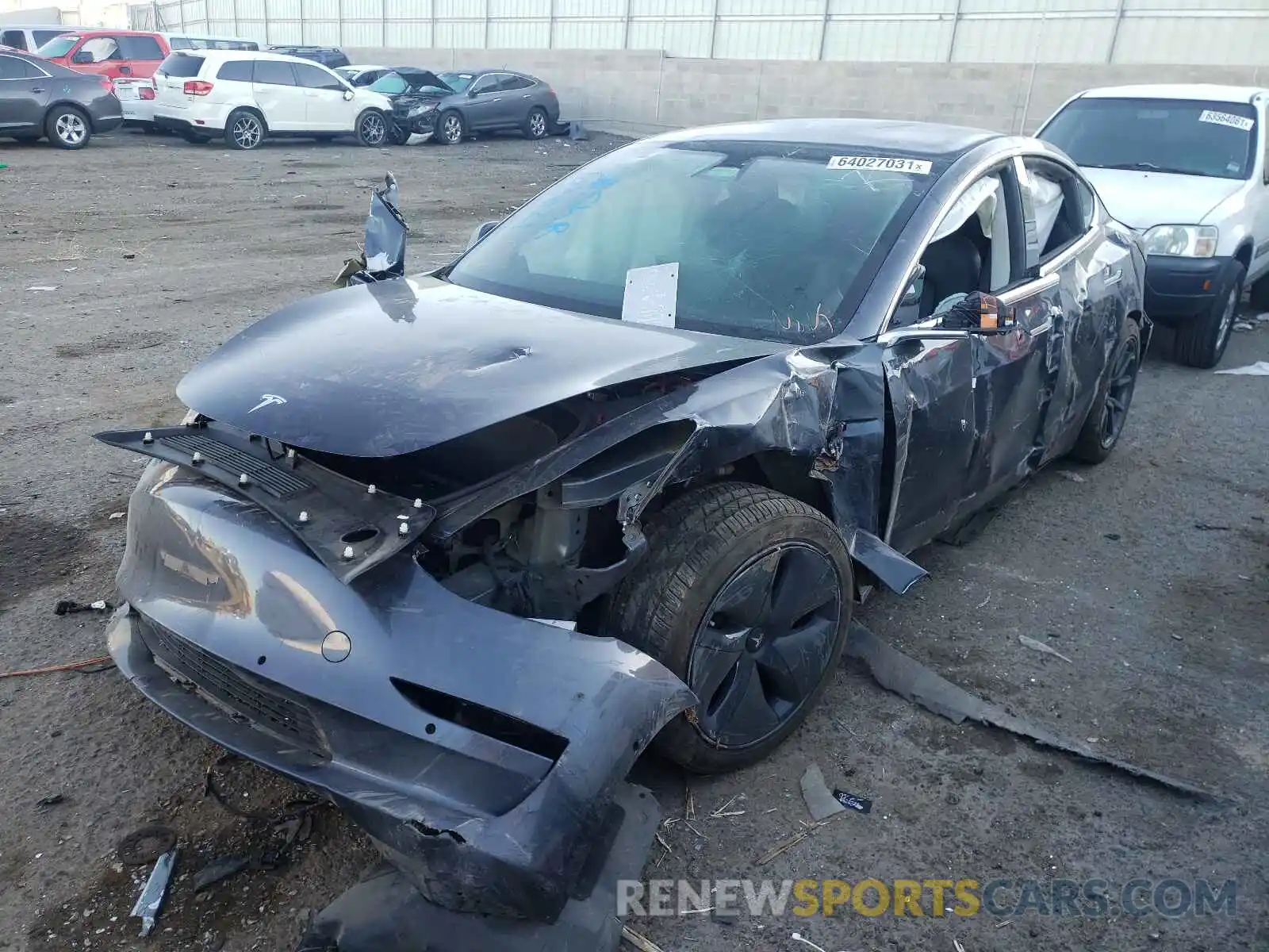 2 Photograph of a damaged car 5YJ3E1EB2KF386715 TESLA MODEL 3 2019