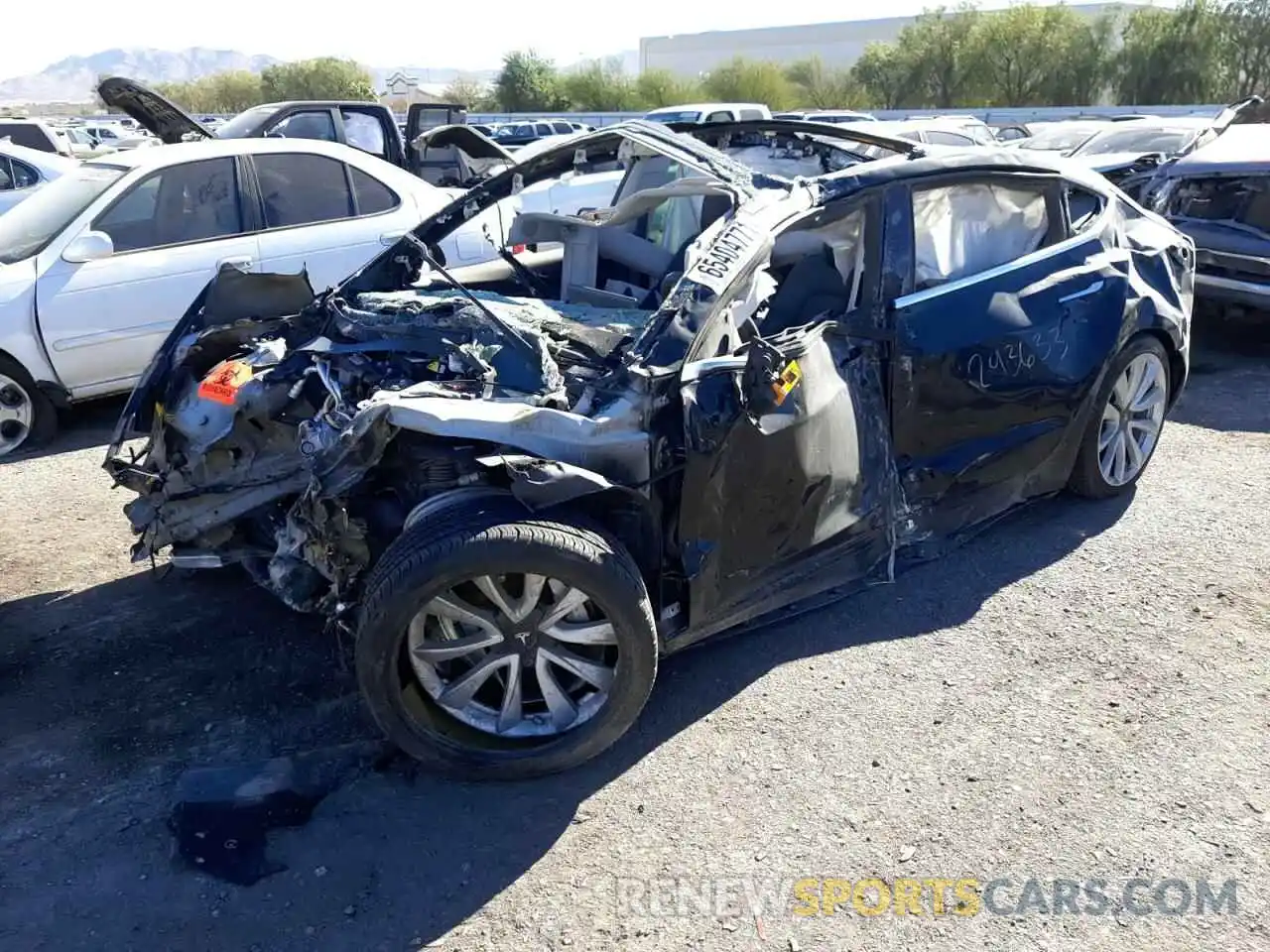 2 Photograph of a damaged car 5YJ3E1EB2KF388769 TESLA MODEL 3 2019