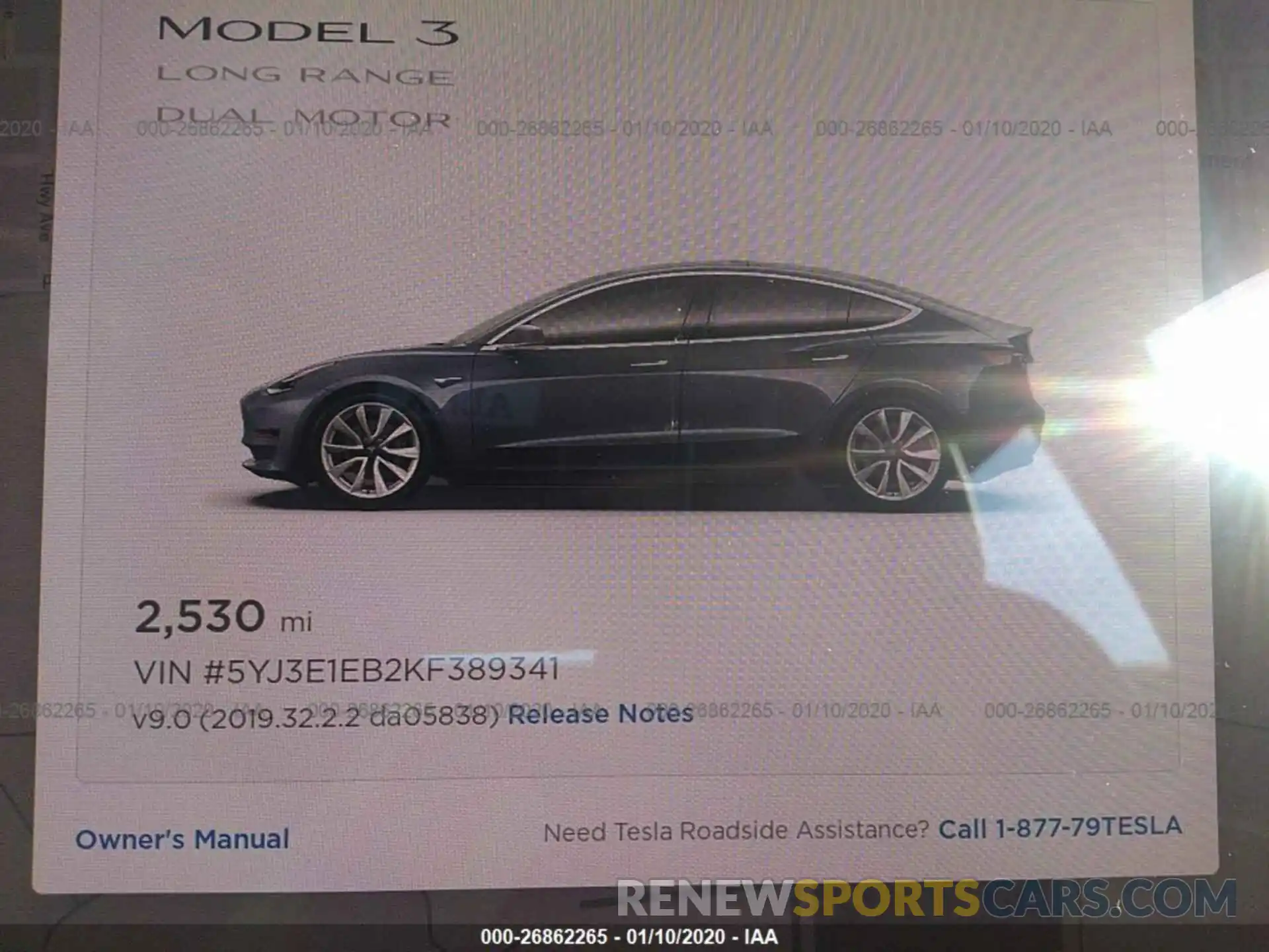 7 Фотография поврежденного автомобиля 5YJ3E1EB2KF389341 TESLA MODEL 3 2019