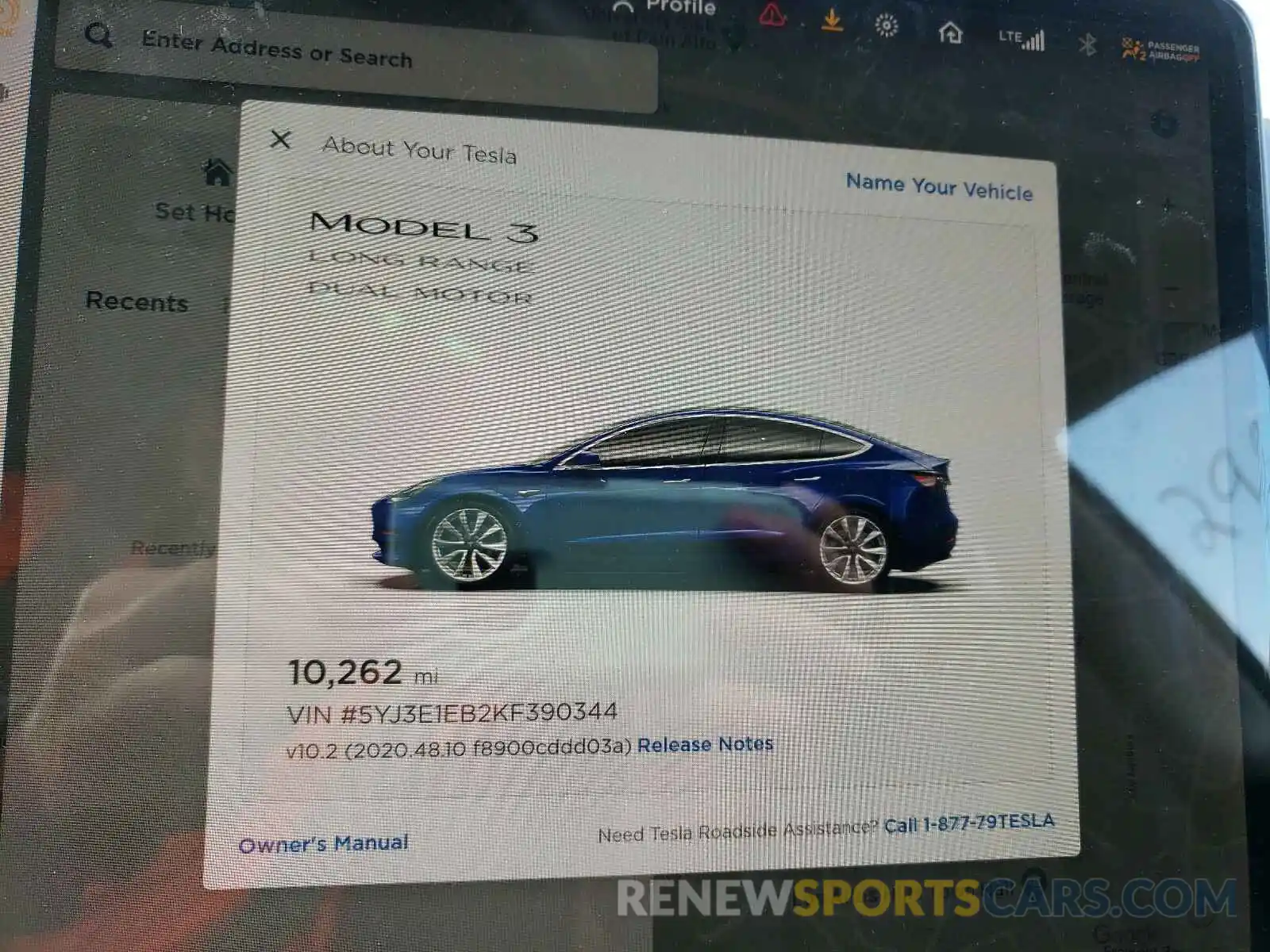 8 Photograph of a damaged car 5YJ3E1EB2KF390344 TESLA MODEL 3 2019