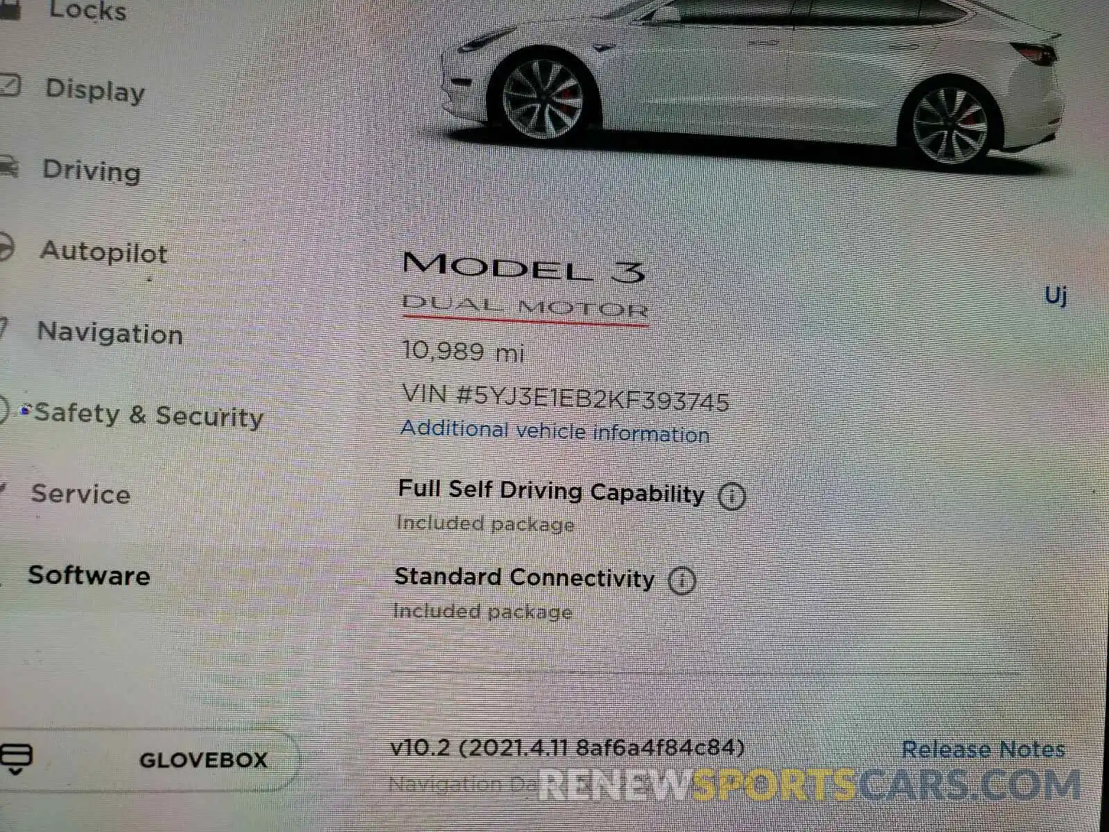 8 Фотография поврежденного автомобиля 5YJ3E1EB2KF393745 TESLA MODEL 3 2019