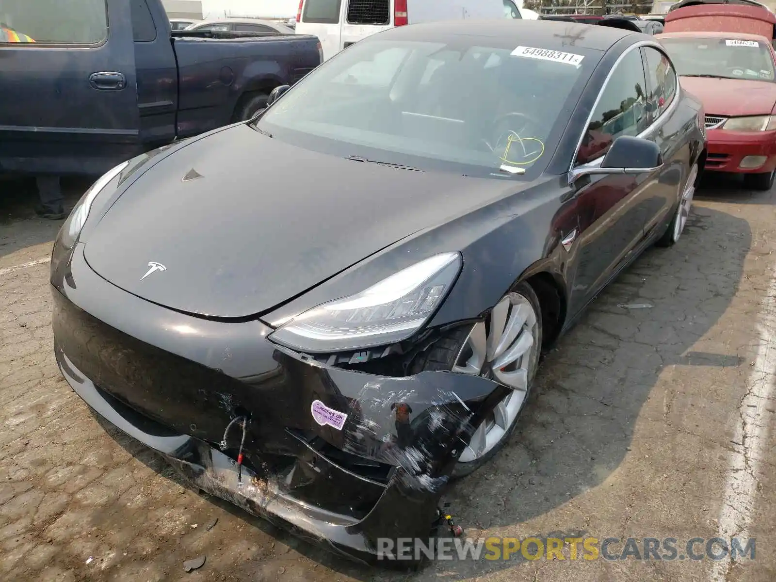 2 Photograph of a damaged car 5YJ3E1EB2KF413461 TESLA MODEL 3 2019