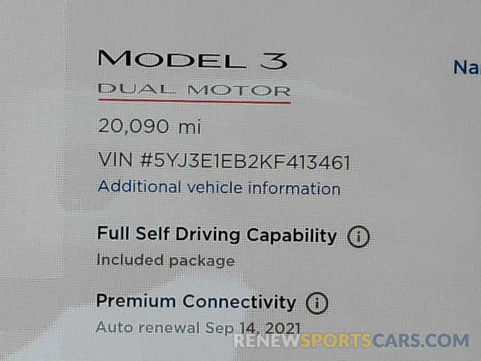 8 Photograph of a damaged car 5YJ3E1EB2KF413461 TESLA MODEL 3 2019