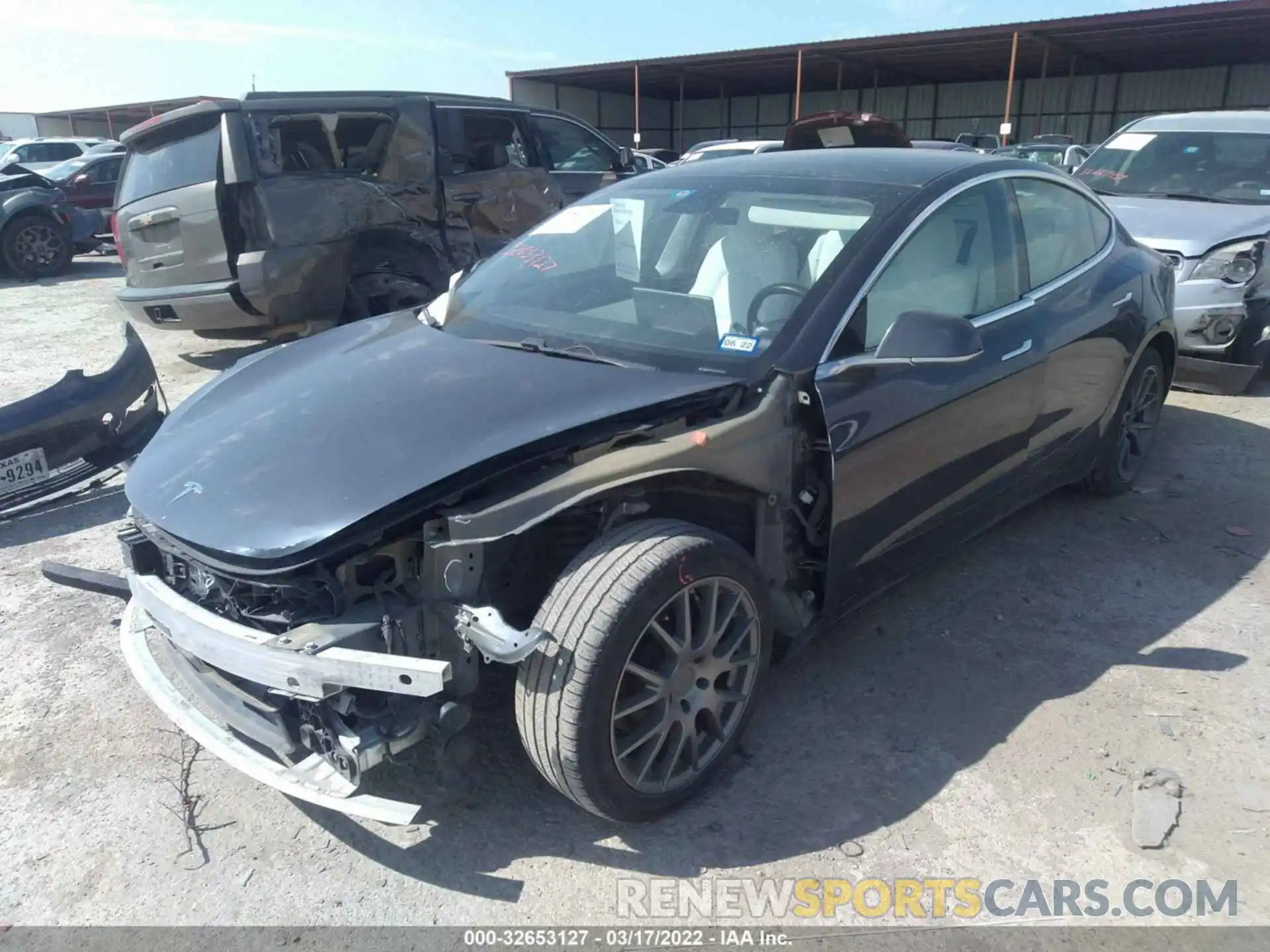 2 Photograph of a damaged car 5YJ3E1EB2KF421446 TESLA MODEL 3 2019