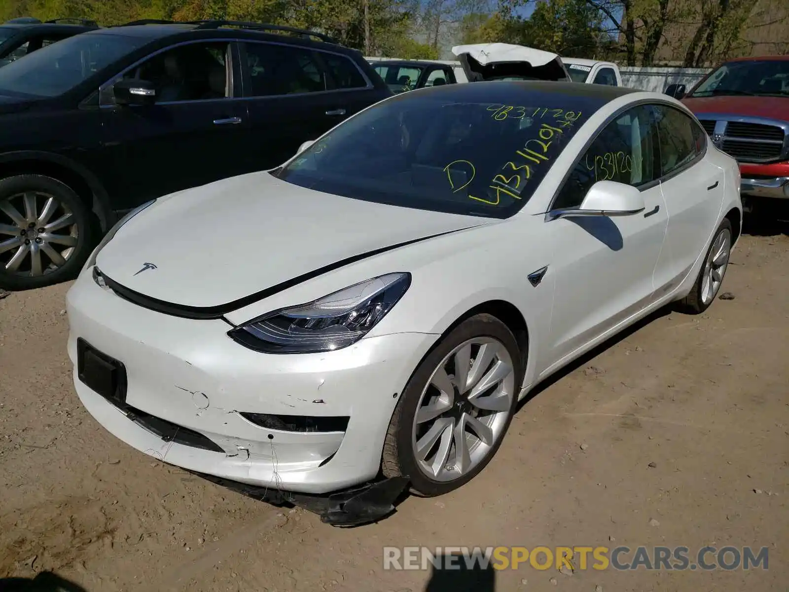 2 Photograph of a damaged car 5YJ3E1EB2KF433953 TESLA MODEL 3 2019