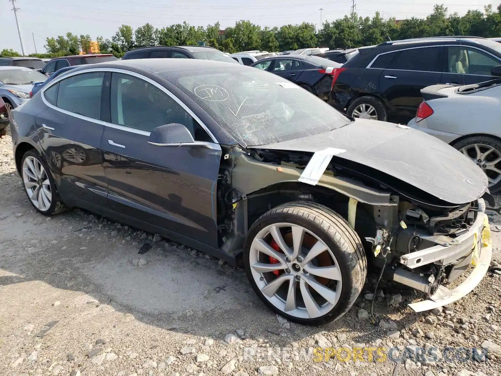 1 Photograph of a damaged car 5YJ3E1EB2KF441633 TESLA MODEL 3 2019