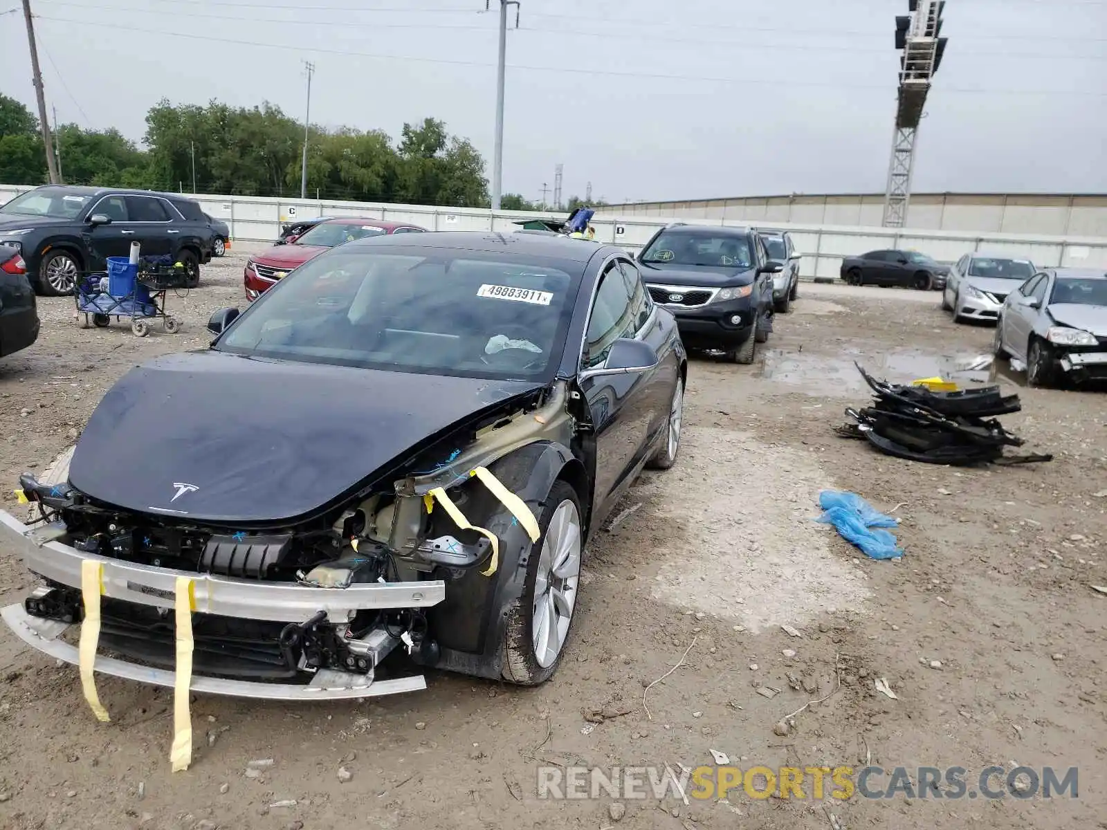 2 Photograph of a damaged car 5YJ3E1EB2KF441633 TESLA MODEL 3 2019