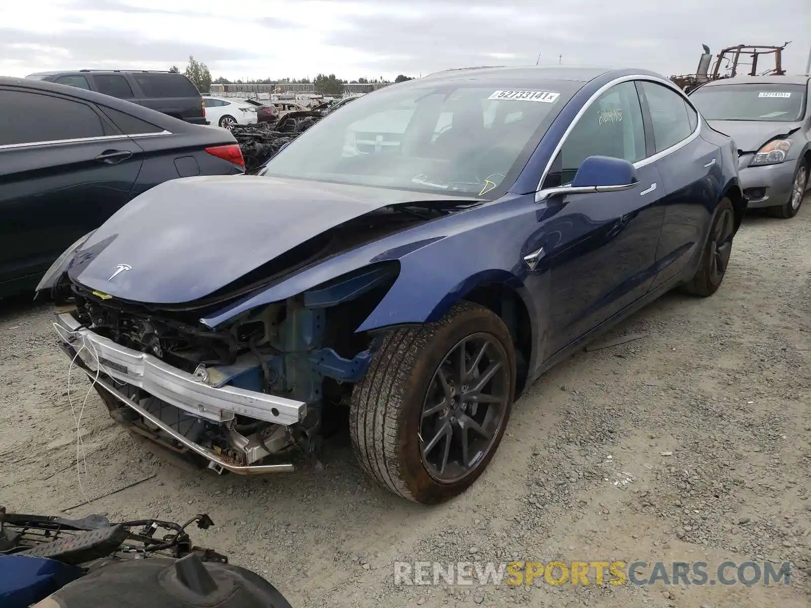 2 Photograph of a damaged car 5YJ3E1EB2KF452583 TESLA MODEL 3 2019