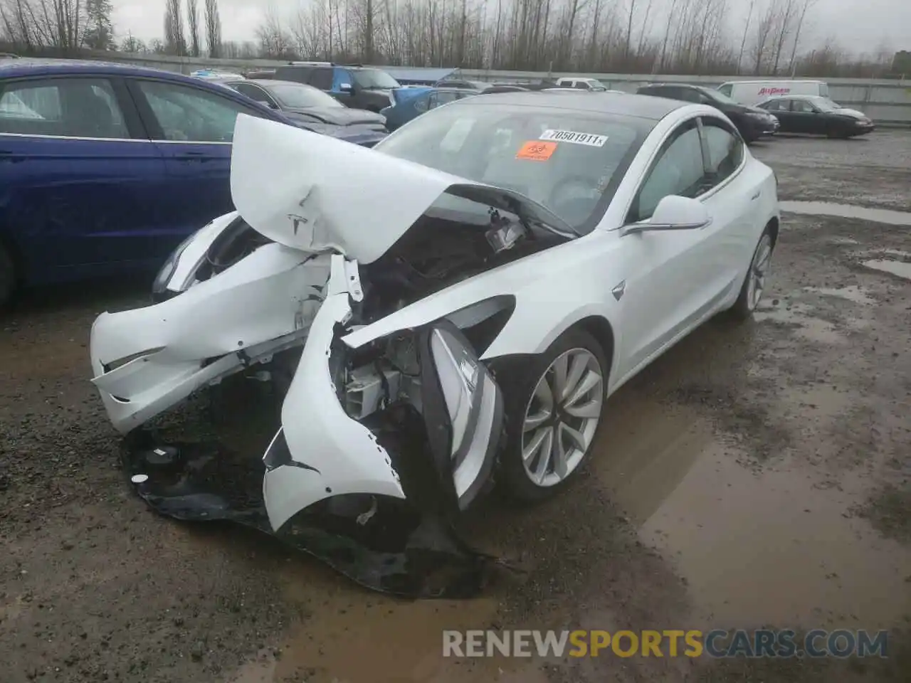 2 Photograph of a damaged car 5YJ3E1EB2KF454737 TESLA MODEL 3 2019