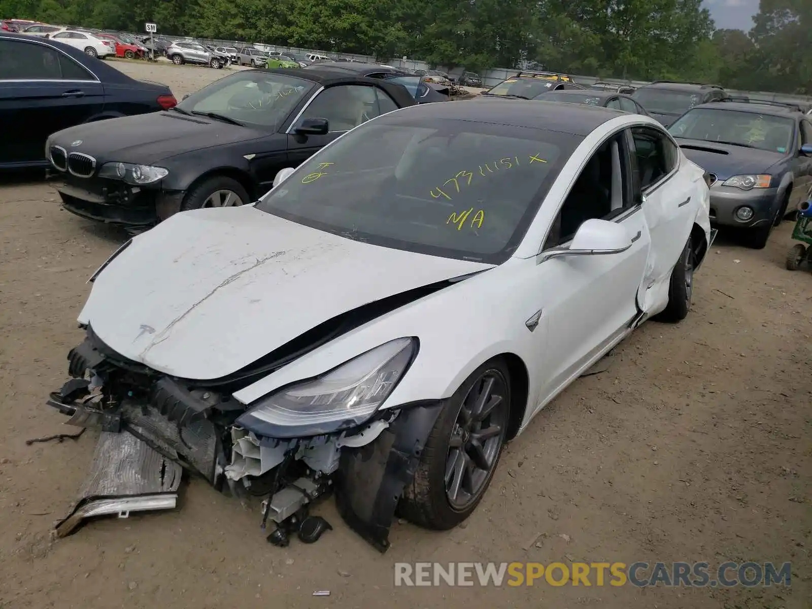 2 Photograph of a damaged car 5YJ3E1EB2KF493893 TESLA MODEL 3 2019