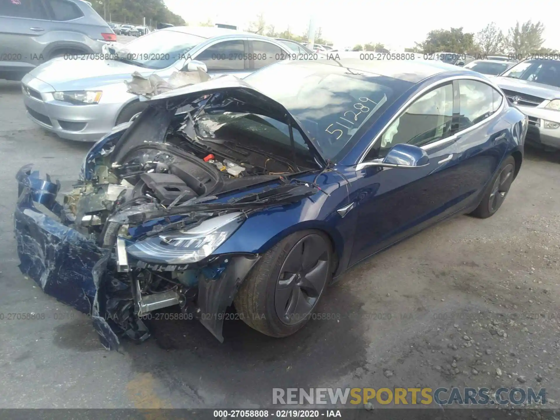 2 Photograph of a damaged car 5YJ3E1EB2KF511289 TESLA MODEL 3 2019