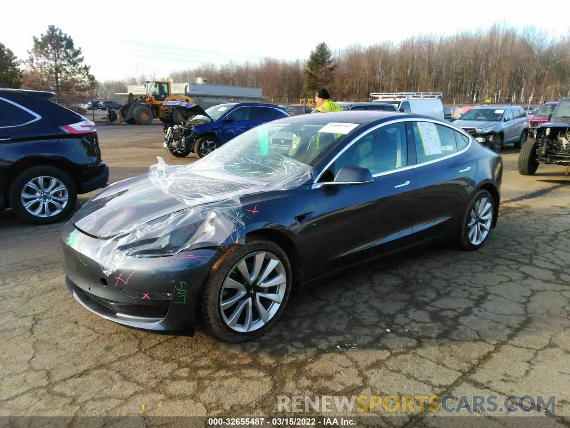 2 Photograph of a damaged car 5YJ3E1EB3KF192159 TESLA MODEL 3 2019