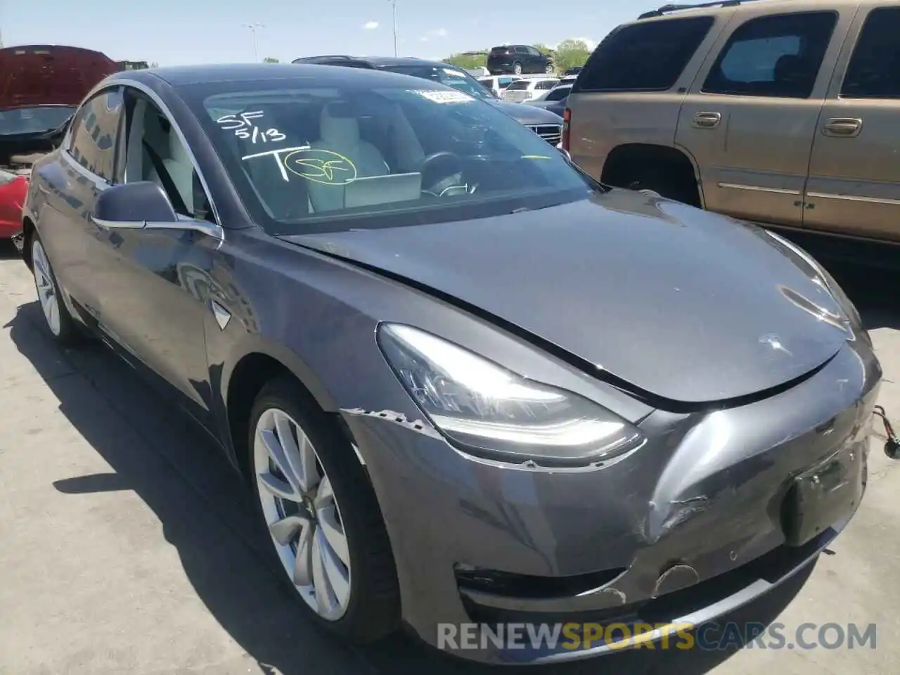 1 Photograph of a damaged car 5YJ3E1EB3KF195742 TESLA MODEL 3 2019