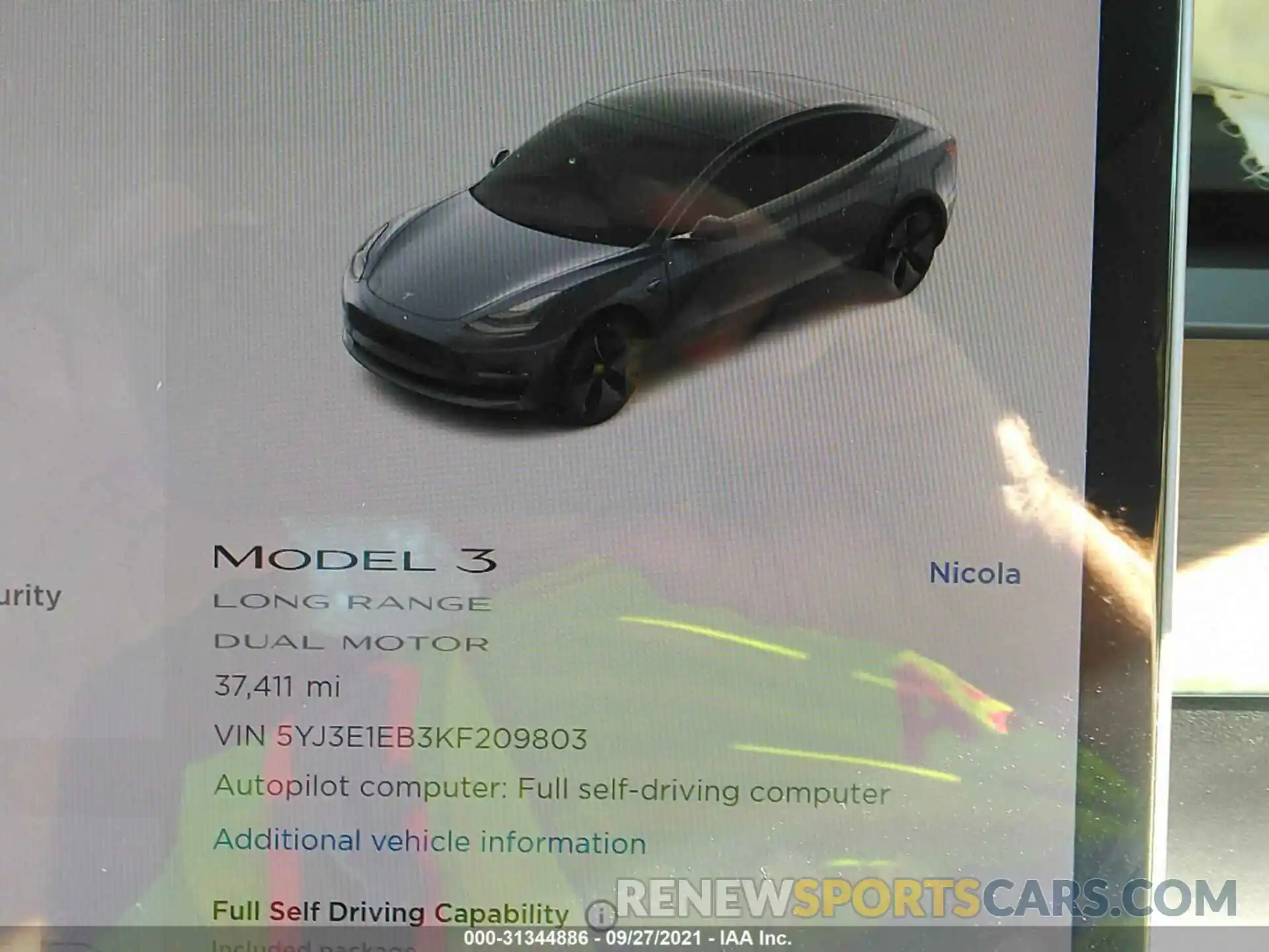 7 Photograph of a damaged car 5YJ3E1EB3KF209803 TESLA MODEL 3 2019